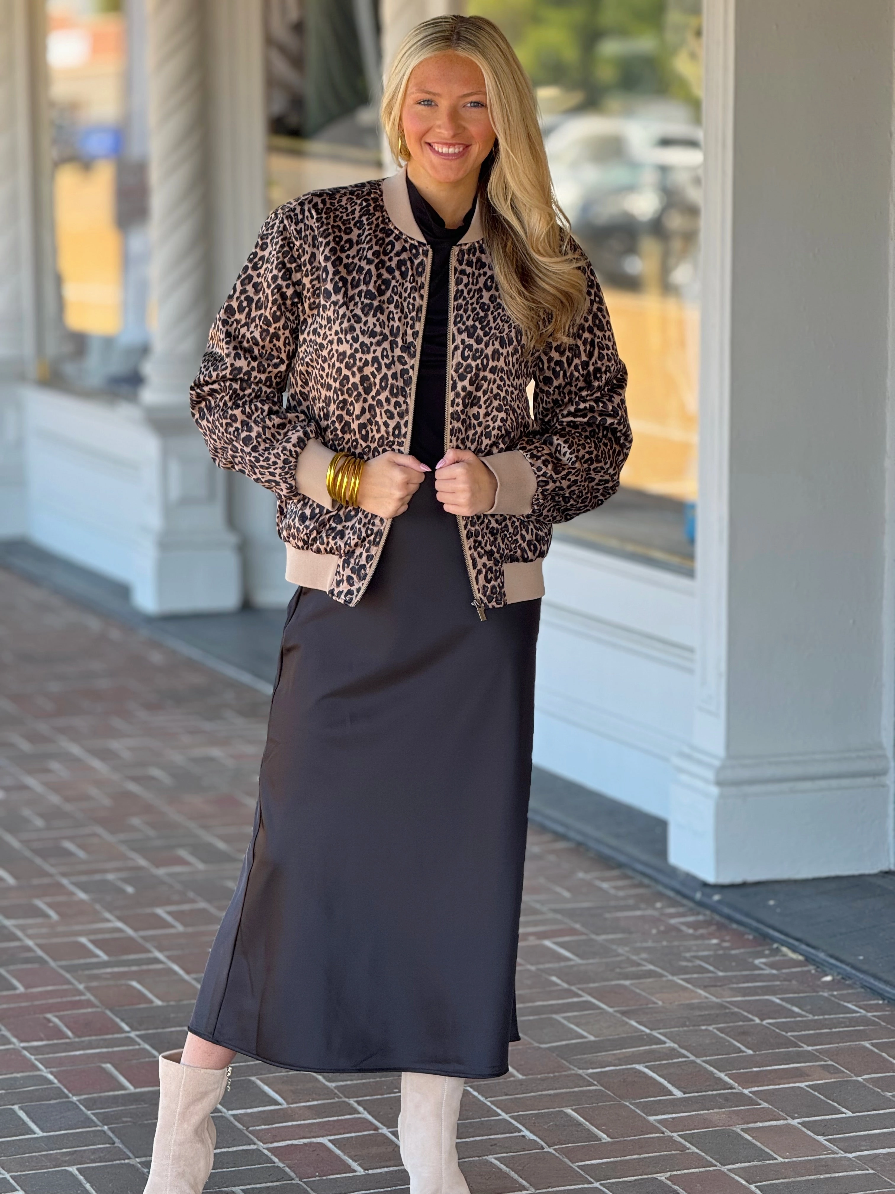 TaglessDesign Sanctuary Monroe Sateen Leopard Print Bomber