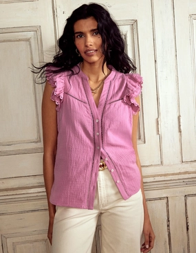 Sleeveless Double Cloth Top-Meadowsweet Pink ComfortStretchFit