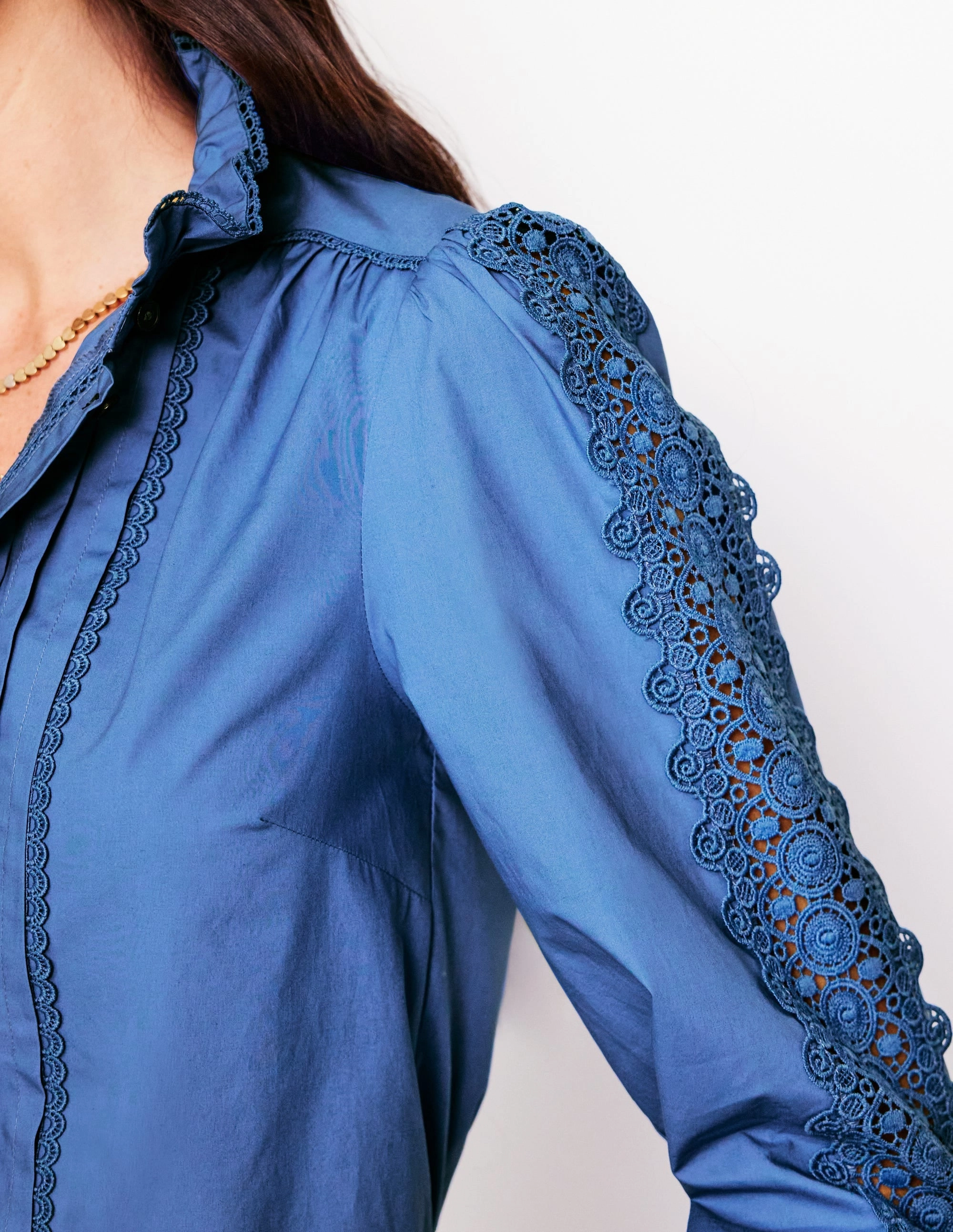 Felicity Lace Blouse-Blue River MultiFunctionalPockets