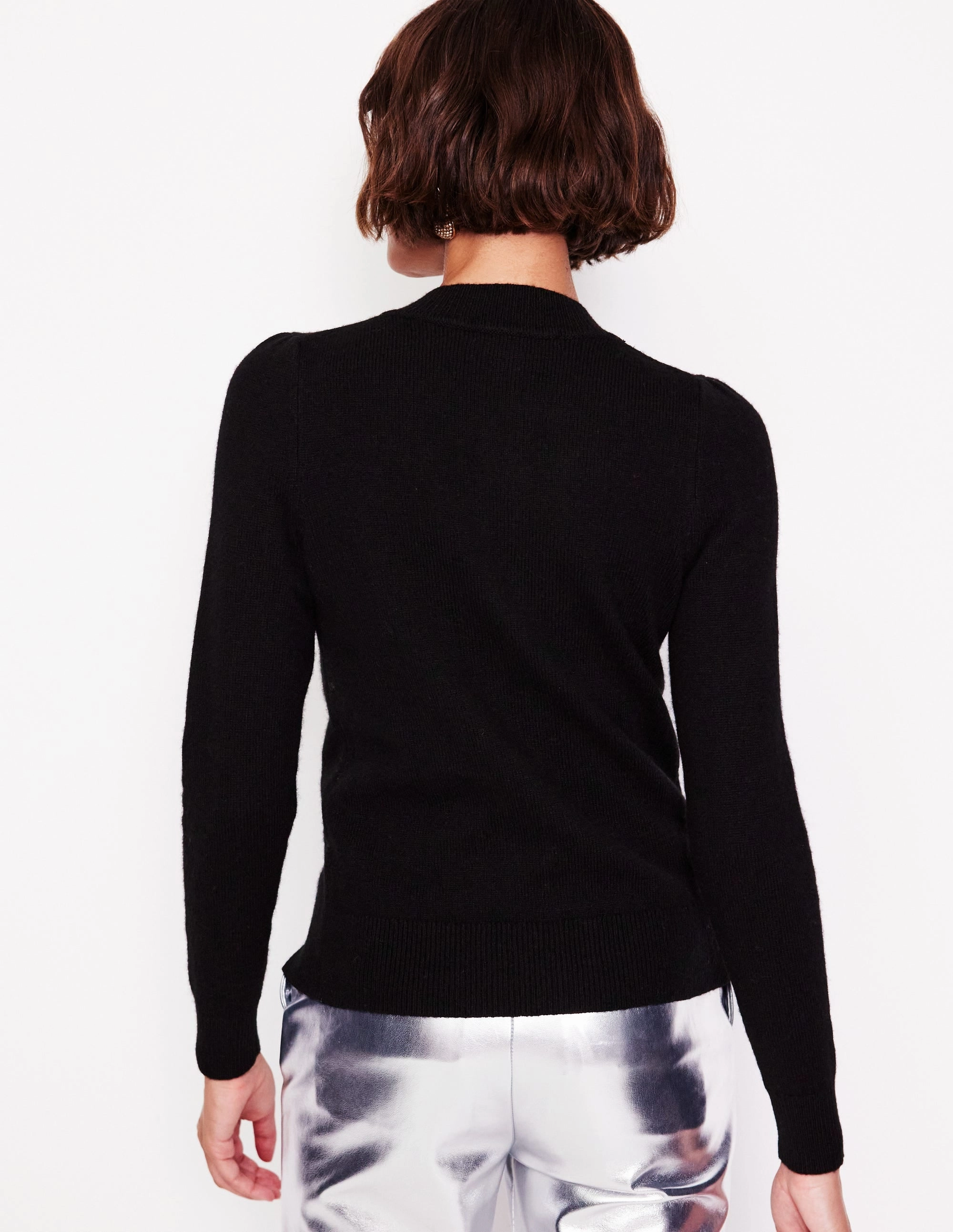 Hooded Neckline Option Friction Resistant Fenella Embellished Cardigan-Black