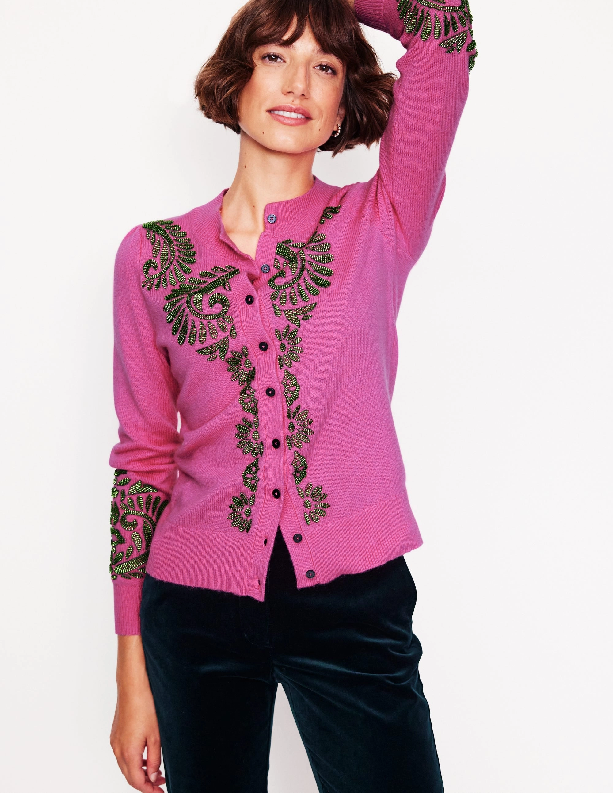 Quick Fit Daywear Fit Fenella Embellished Cardigan-Party Pink