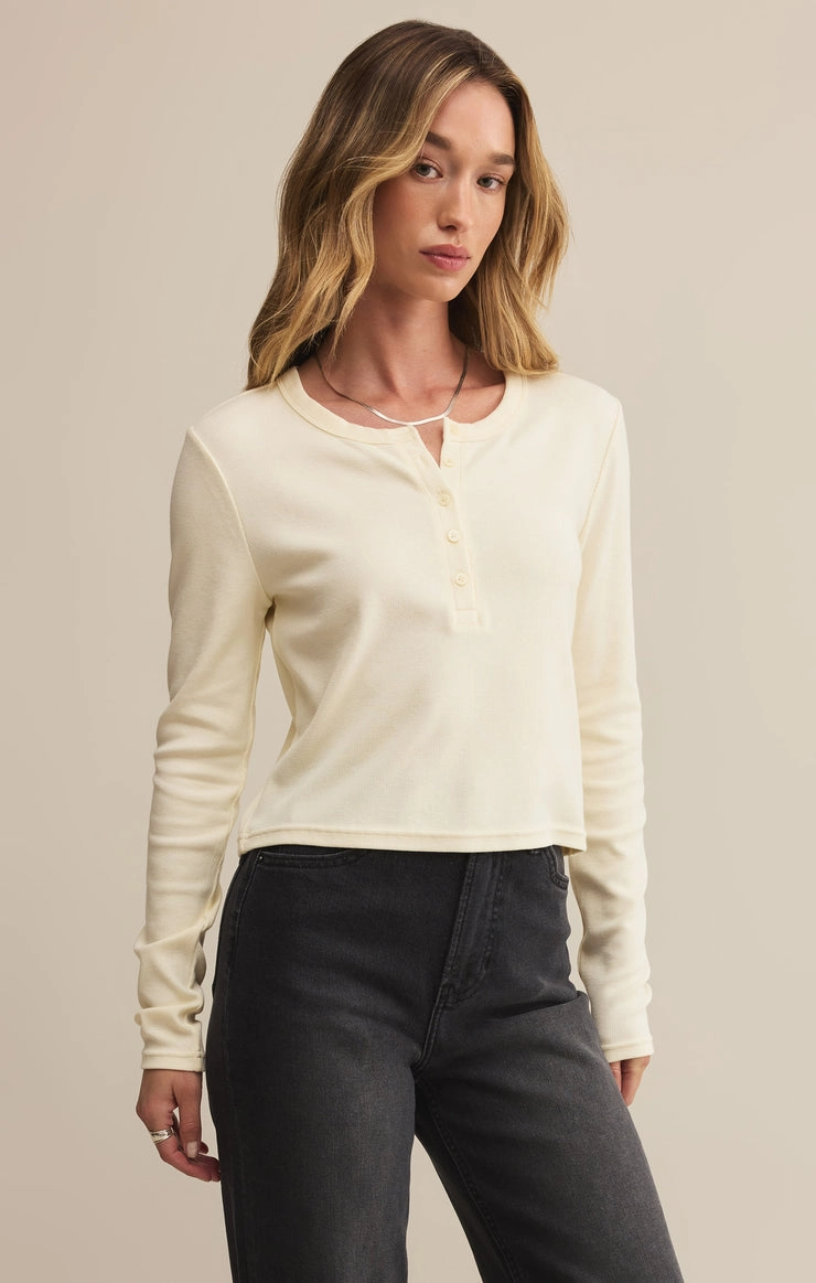 VNeck Style Ferris Henley Top in Crystal
