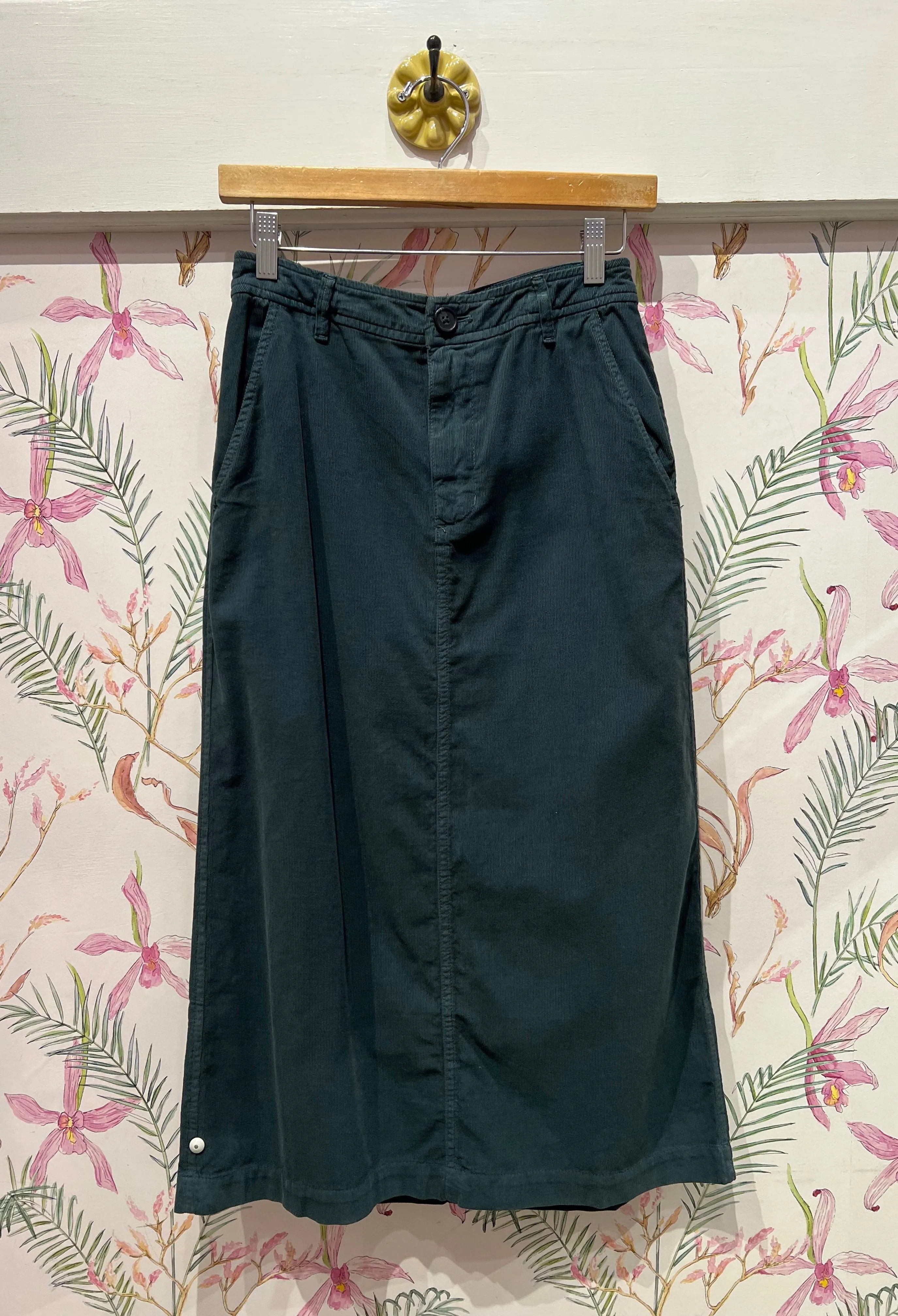 Fia Corduroy Midi Skirt in Mallard Sleek Styling