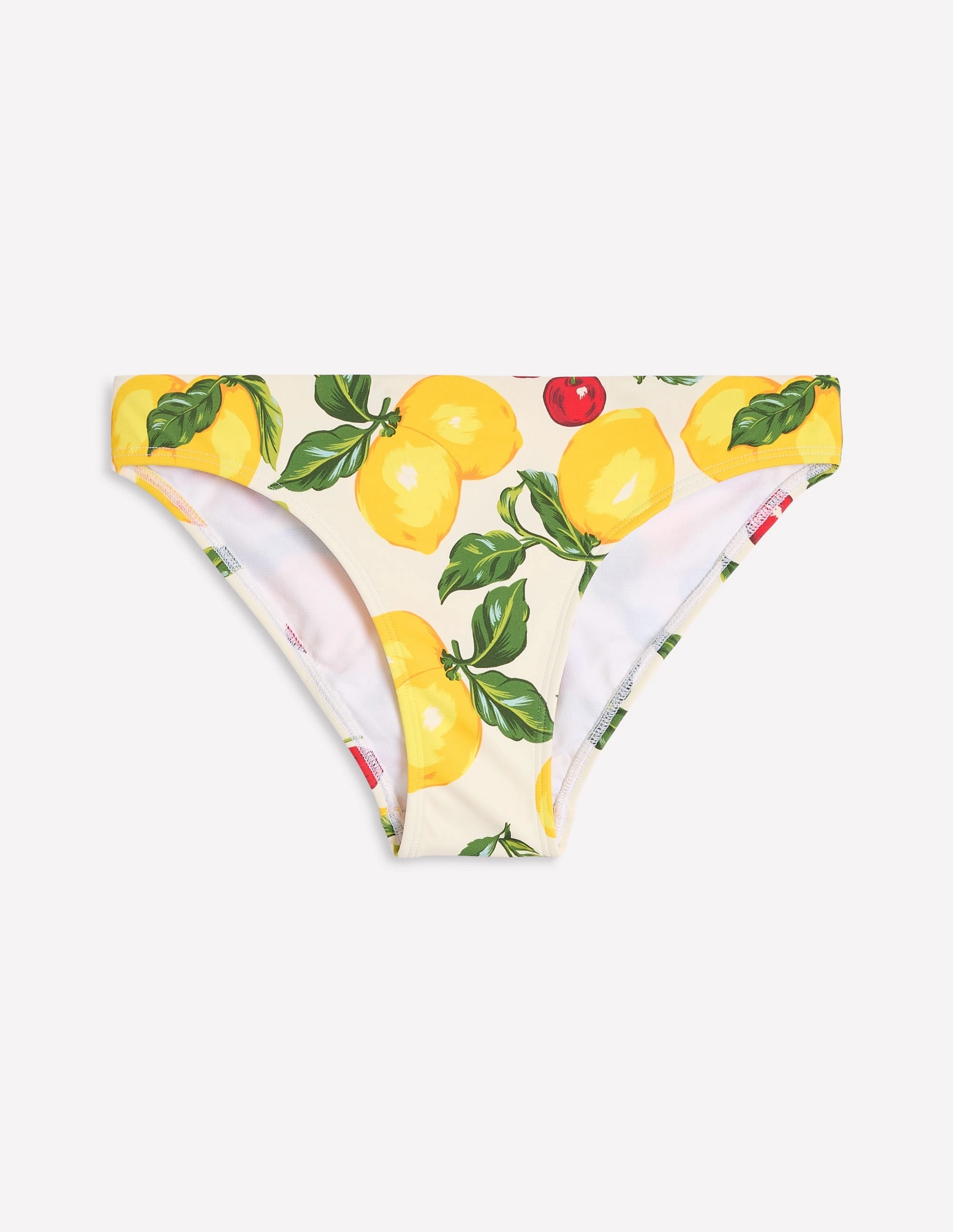 Classic Bikini Bottoms-Ivory, Cherries and Lemons Ultraviolet Protection Abrasion resistant