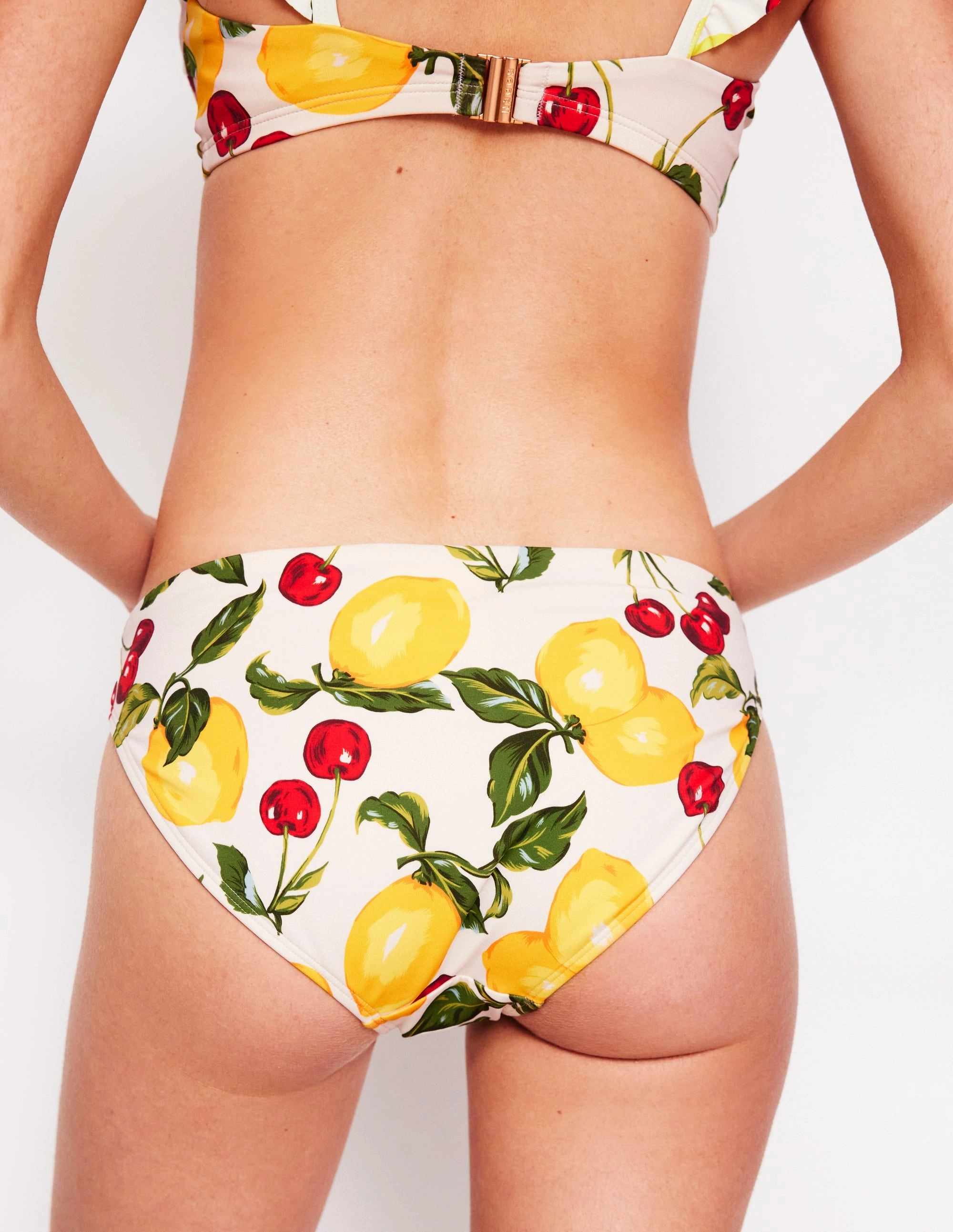 Classic Bikini Bottoms-Ivory, Cherries and Lemons Cutout-Design
