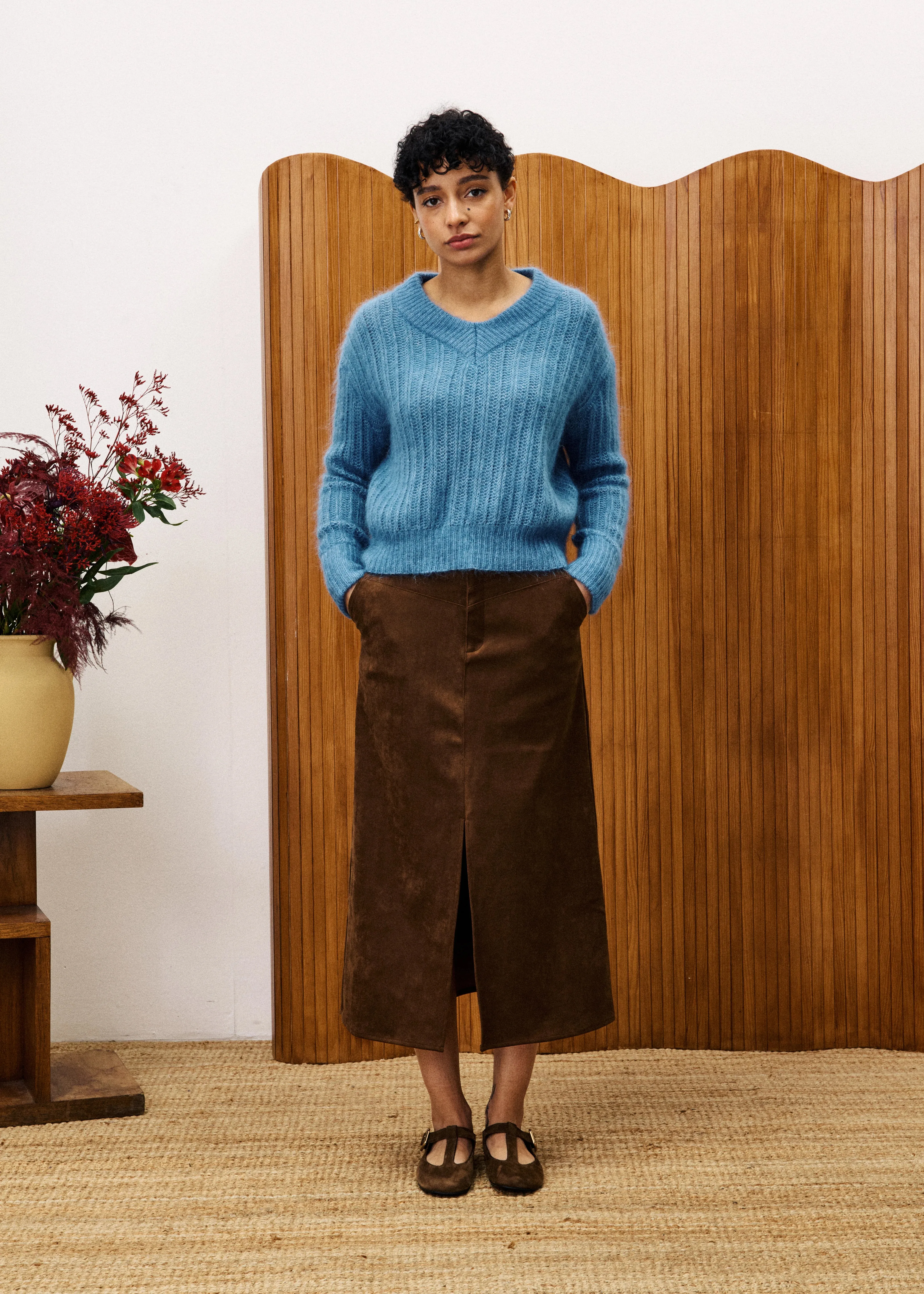 Removable Belt yoga session GLAIEUL SUEDE MIDI SKIRT