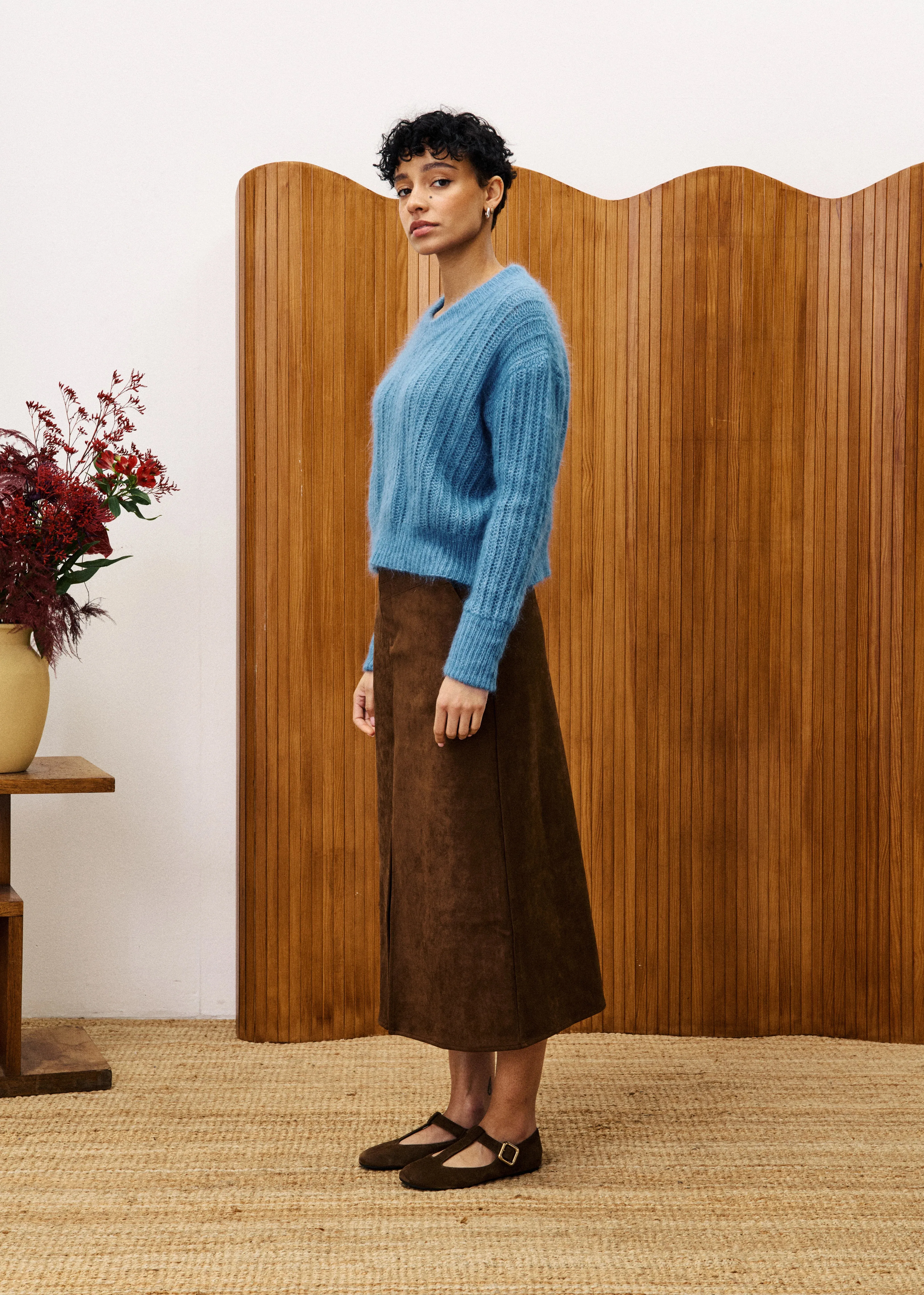 Non Irritating Edges GLAIEUL SUEDE MIDI SKIRT