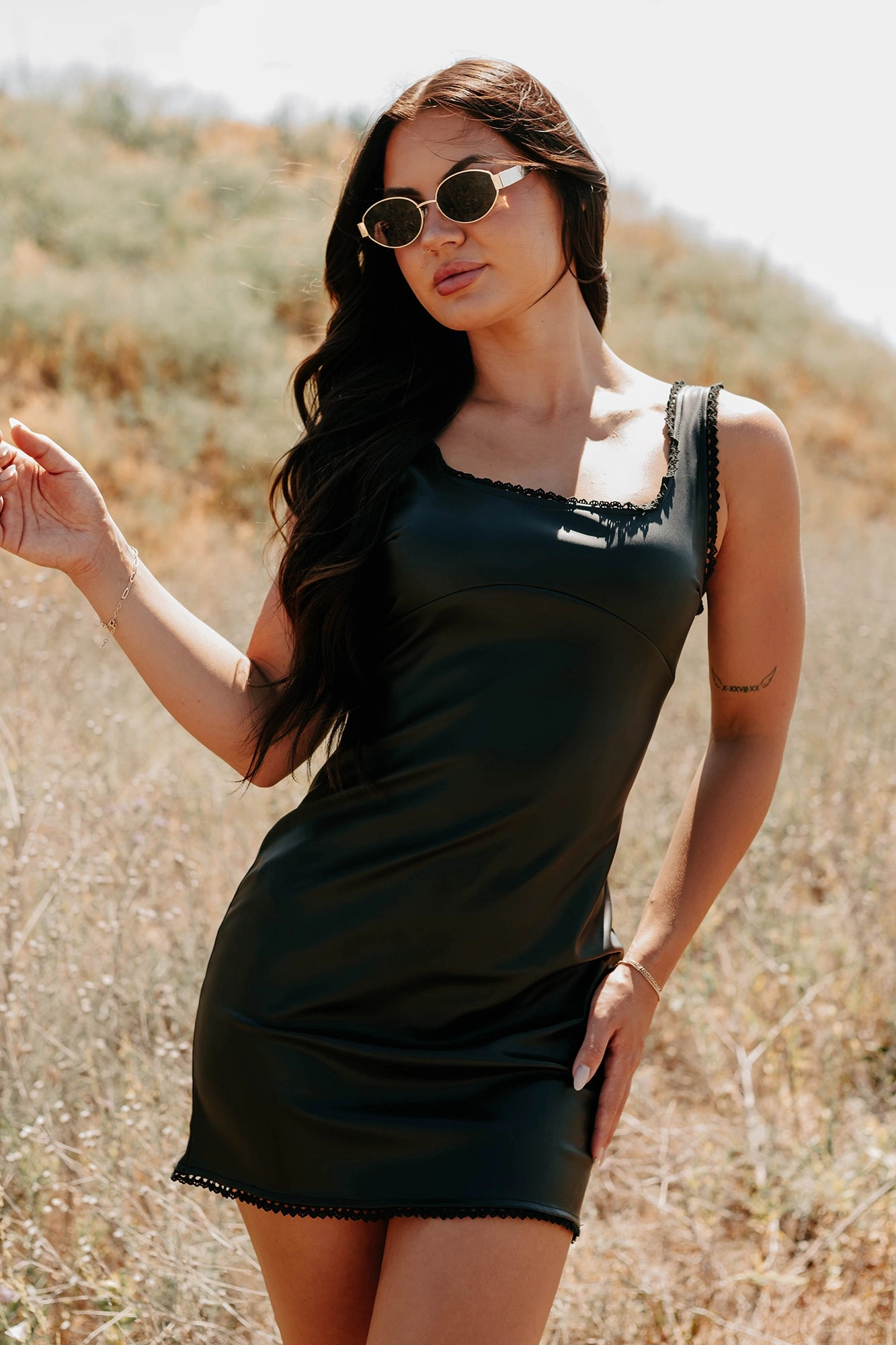 Relax Piece Fits Like Fame Faux Leather Mini Dress (Black)