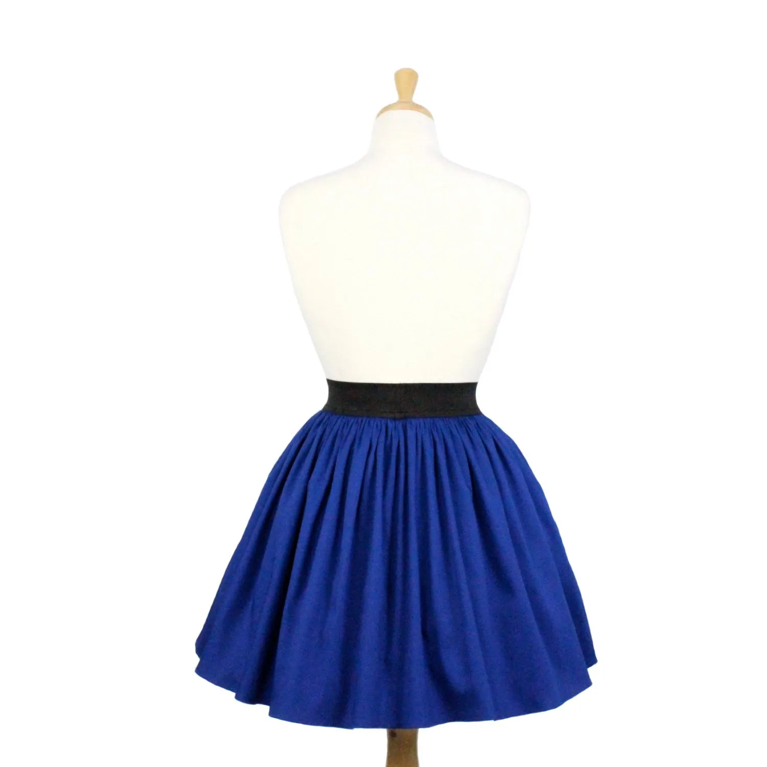 Cozy Touch Flattering Look Electric Cobalt Blue A-line Pleated Skirt #S-AP644