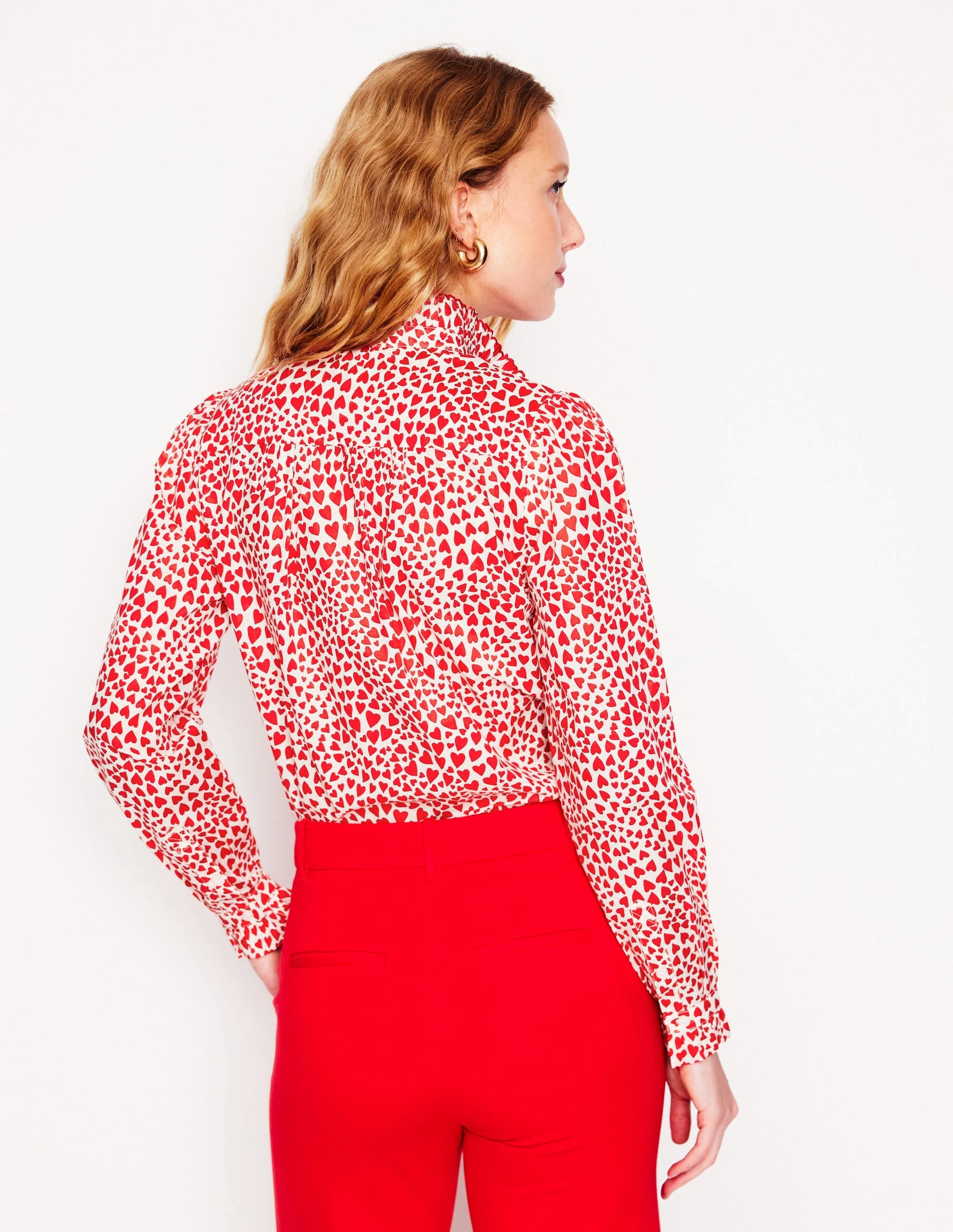 Felicity Cotton Blouse-Ivory, Heart Cluster Bound Seam Finish Thermal Regulation Technology