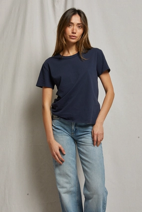 Harley Tee in Navy SoftTouchBrushedInterior Flexible Knit Blend