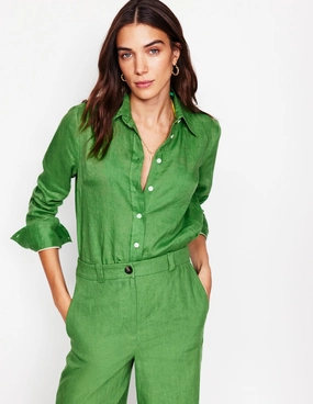 Sporty Sweatshirt Sienna Linen Shirt-Paradise Green