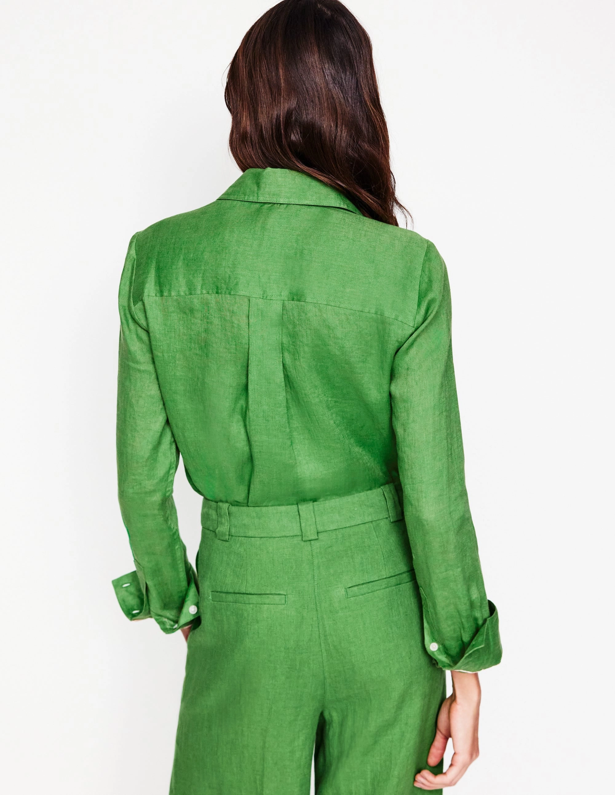 Chic Look Lightweight Blouse Sienna Linen Shirt-Paradise Green