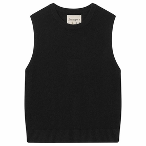 Cashmere Perfect Tank in Black RelaxedNeckline Softened Edges