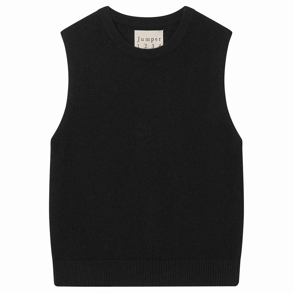 Cashmere Perfect Tank in Black RelaxedNeckline Softened Edges