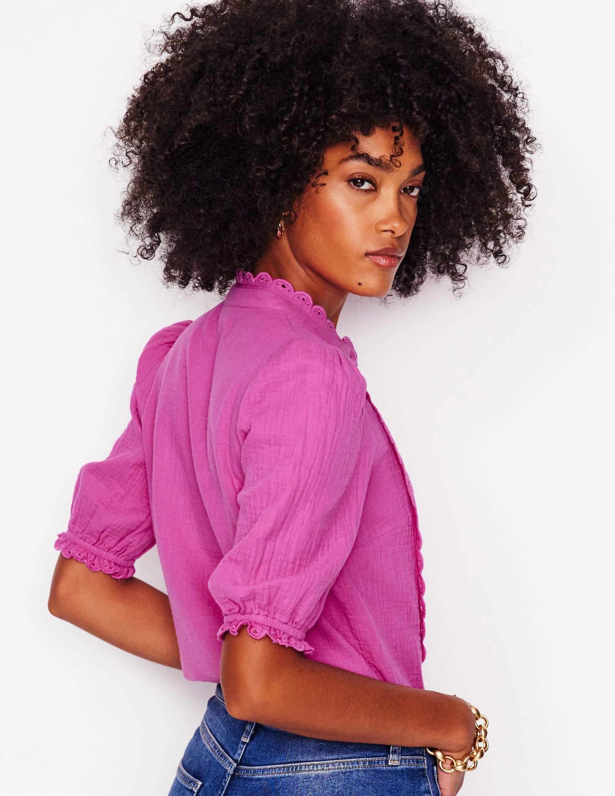 Sustainable Manufacturing Breathable Tank Scallop Double Cloth Top-Cosmos Pink