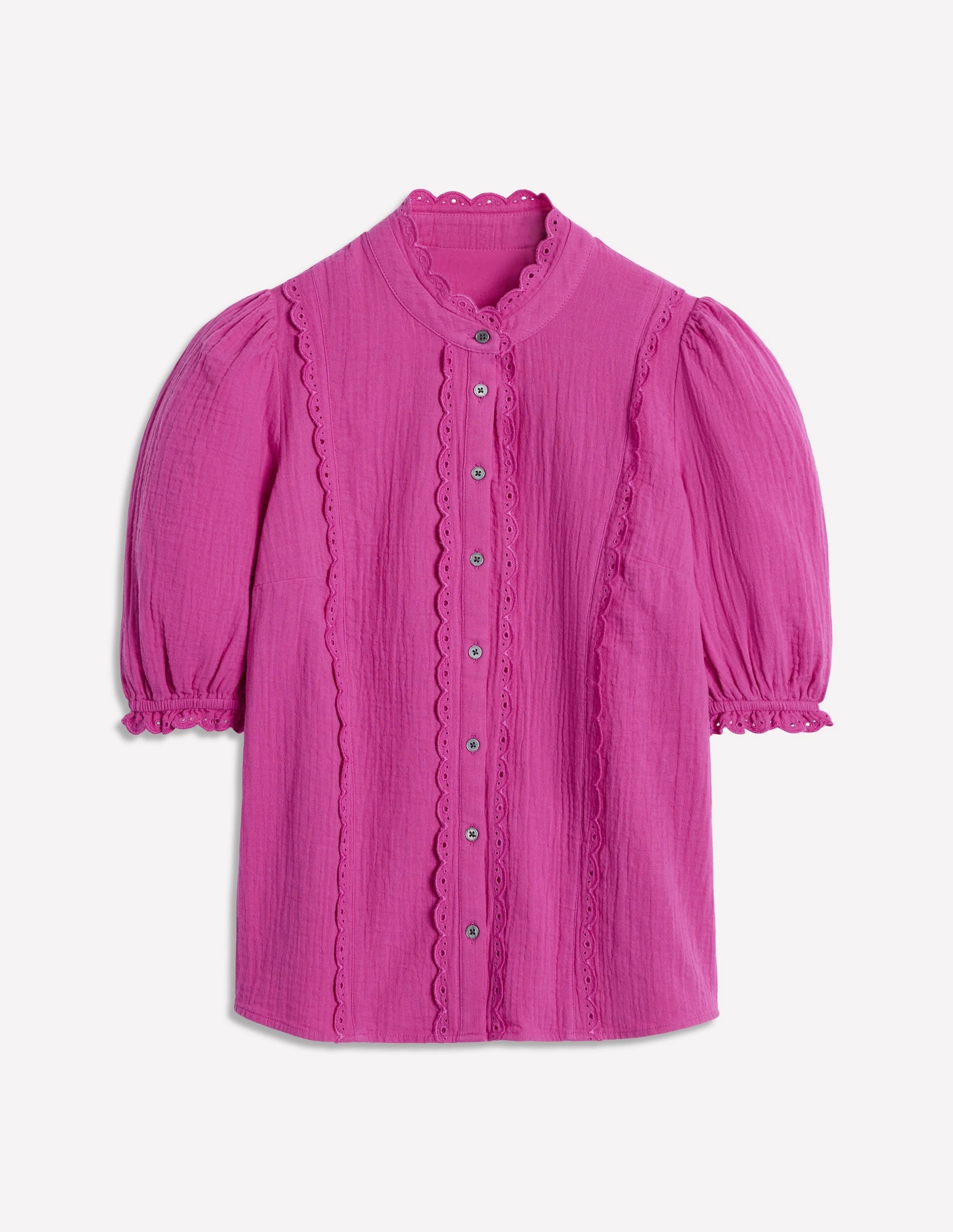 Flattering Drape Scallop Double Cloth Top-Cosmos Pink