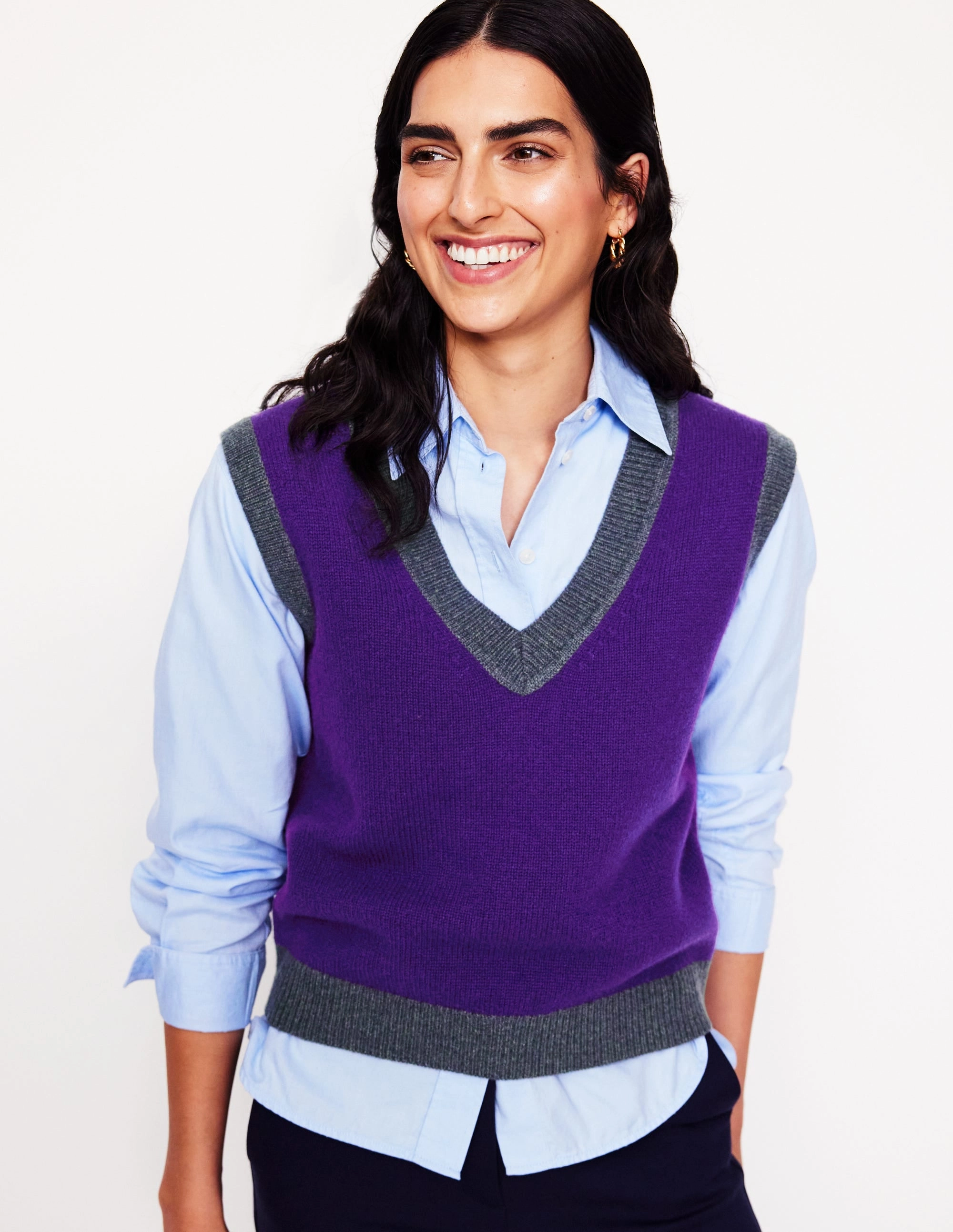 Skin Friendly Stitch Olivia Merino Tank-Ameythyst Purple, Colourblock