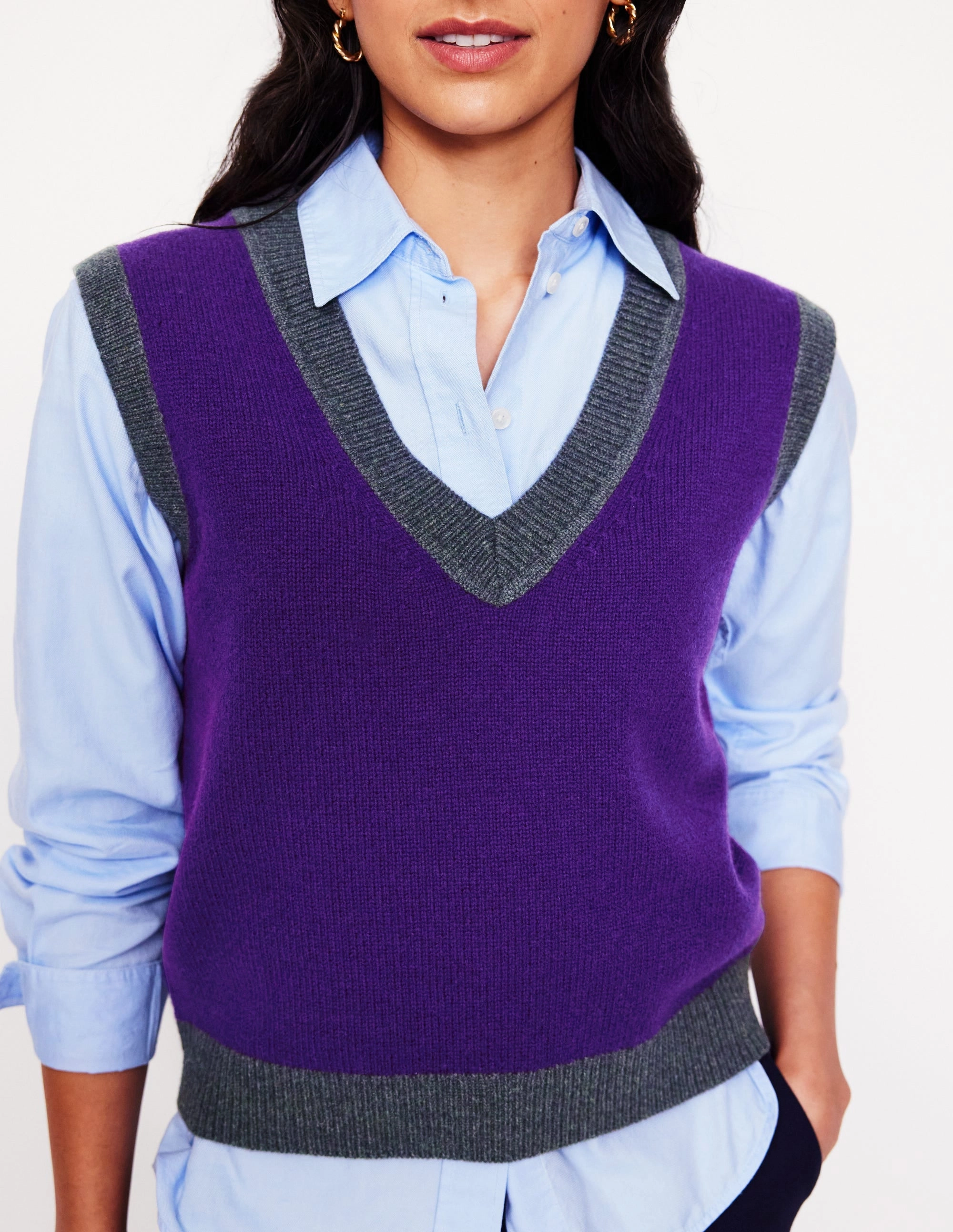 Seasonal Fit Quick Dry Integration Olivia Merino Tank-Ameythyst Purple, Colourblock