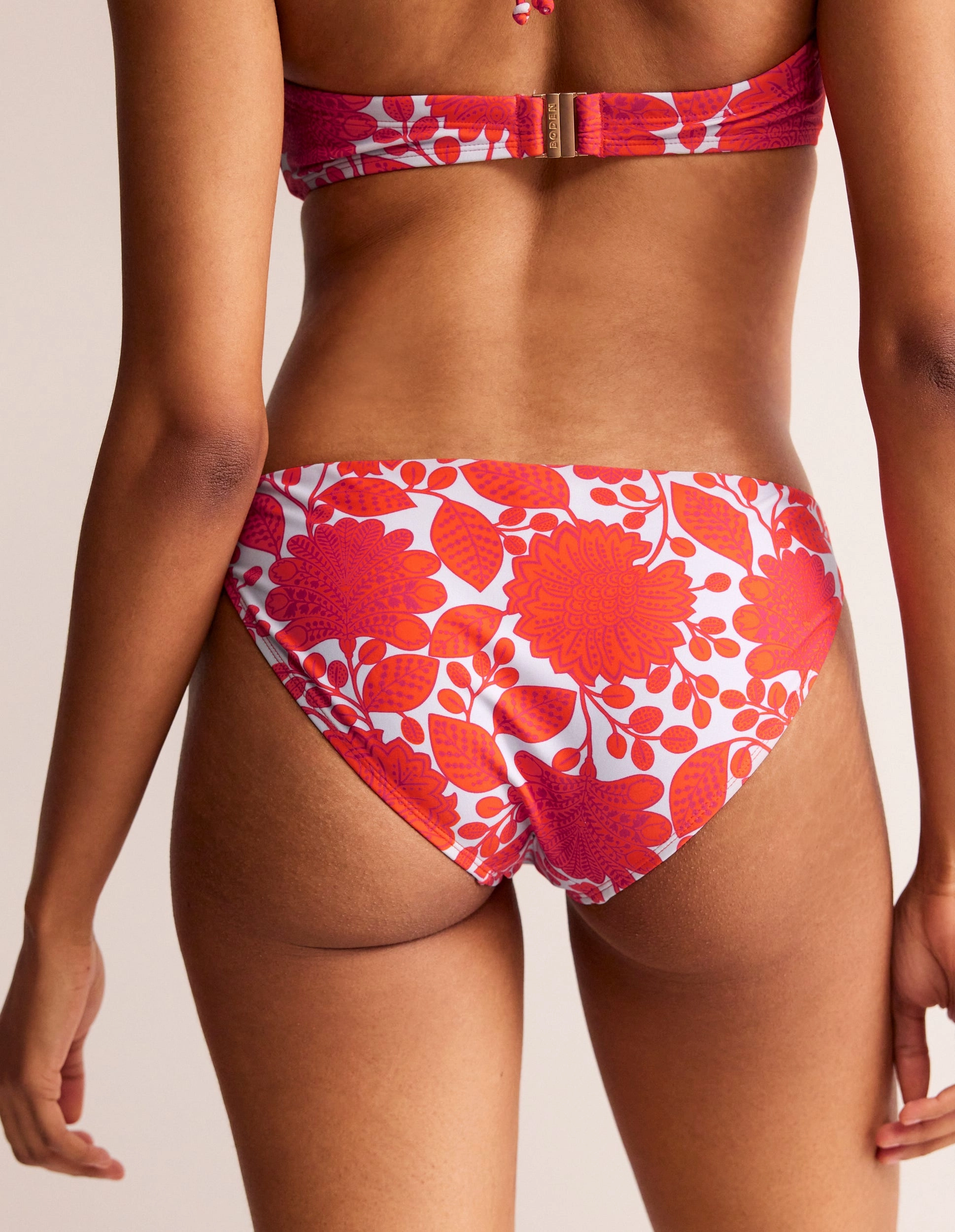 Sunscreen Compatible Classic Bikini Bottoms-Fire Cracker, Gardenia Swirl