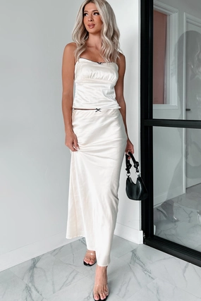 Always Delightful Satin Skirt (Cream) Core Utility Comfortable Fashion