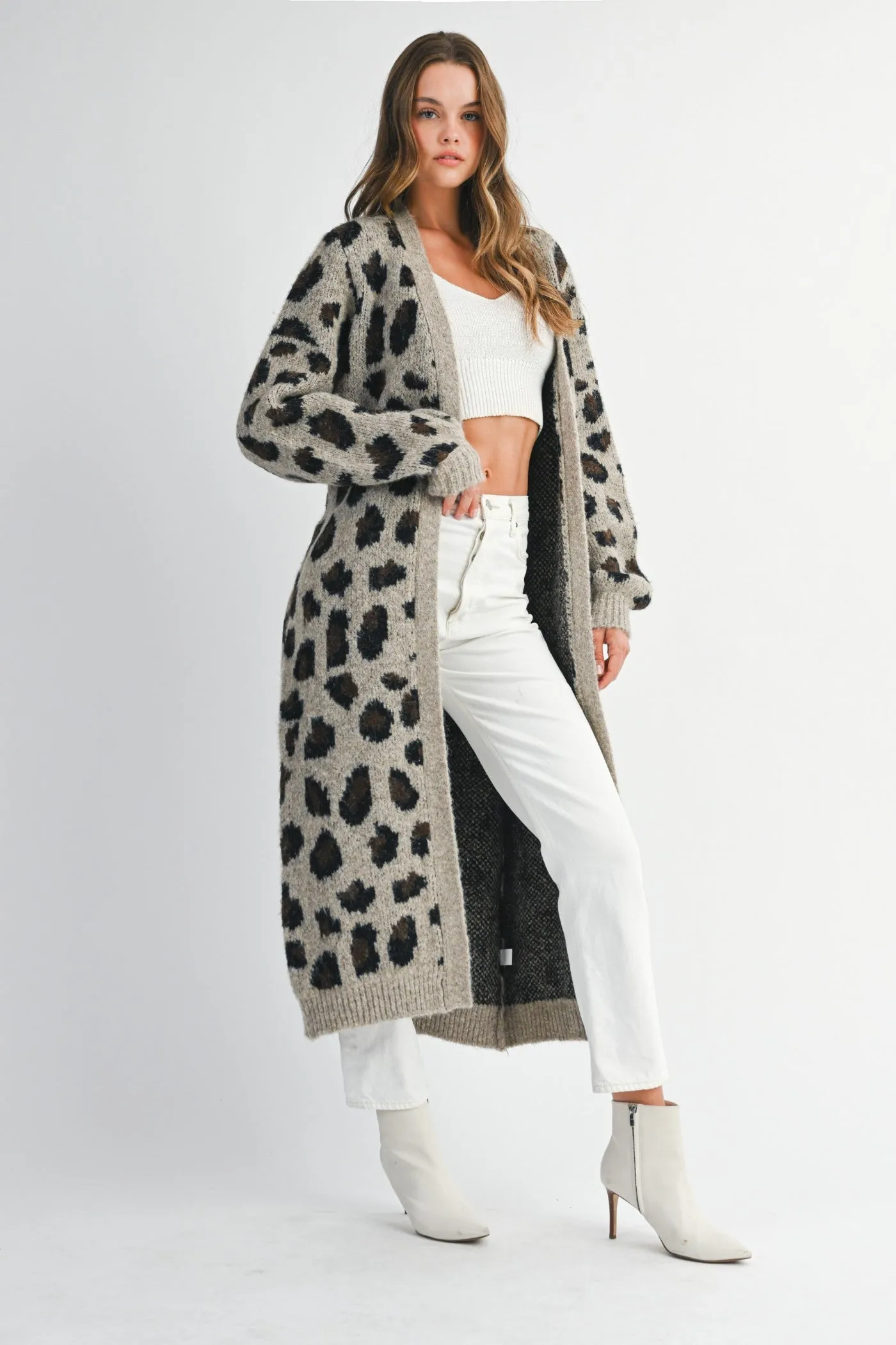 JESSY LEOPARD KNIT CARDIGAN Versatile Layering Cut