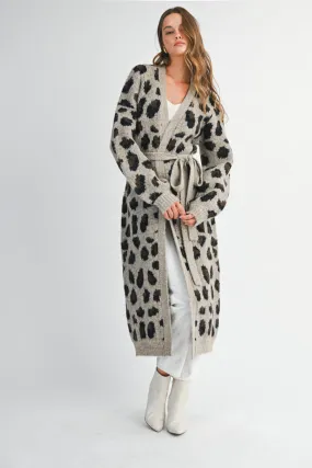 JESSY LEOPARD KNIT CARDIGAN Low Profile Stitching BreathableMoistureBarrier