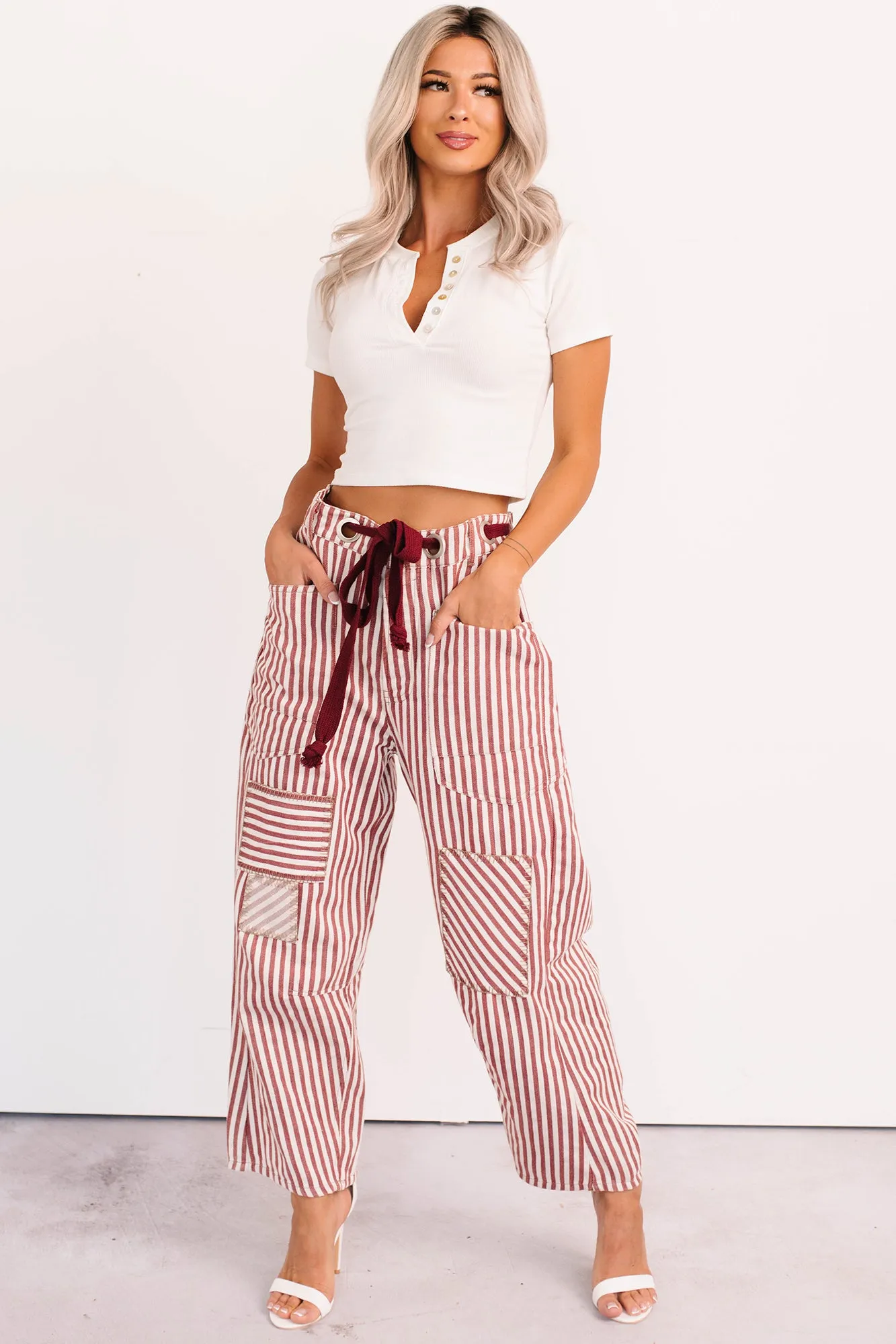 High Spirits Limited Edition Striped Barrel Jeans (Raspberry) Fashion Uniform Smooth Texture