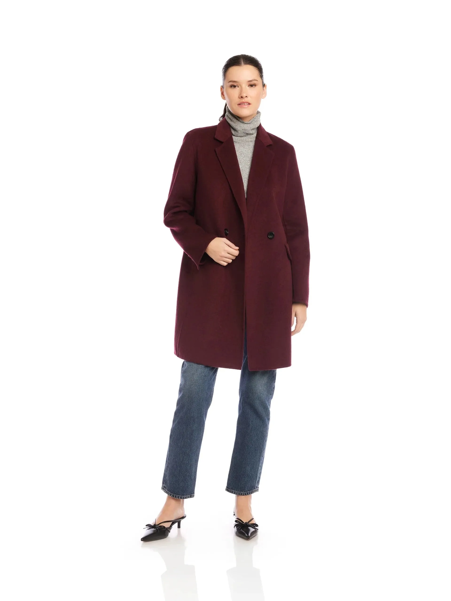 Reinforced Elbows college Row Brushed Coat Wine