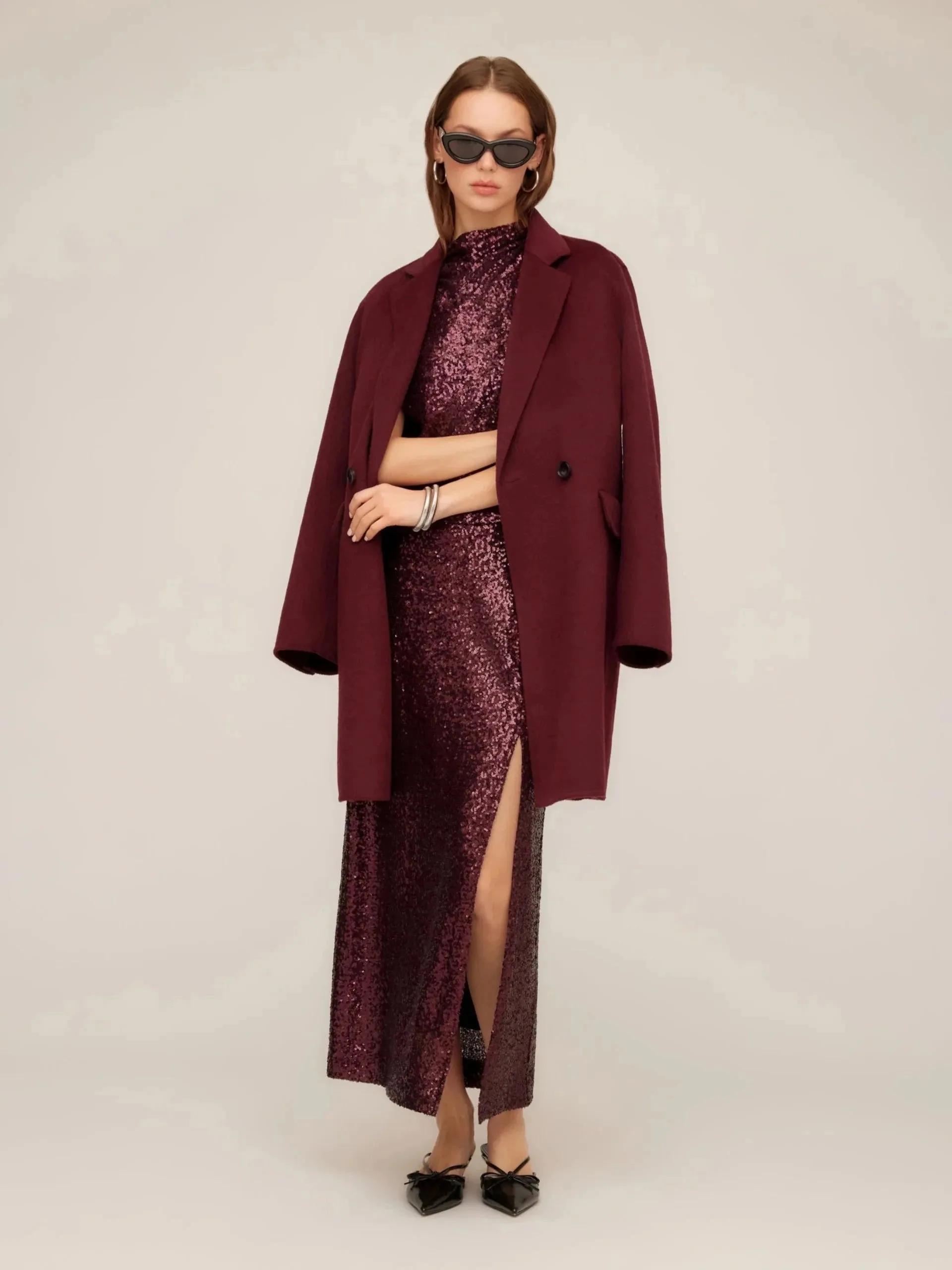 Row Brushed Coat Wine Lightweight Waterproof