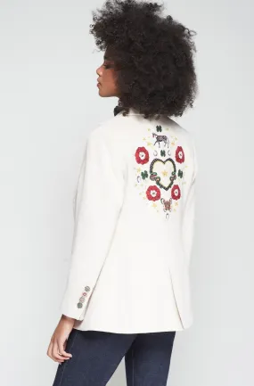 Snag Resistant Surface Reinforced Hemline Rock Corduroy Embroidery Blazer in Pana Equestrian