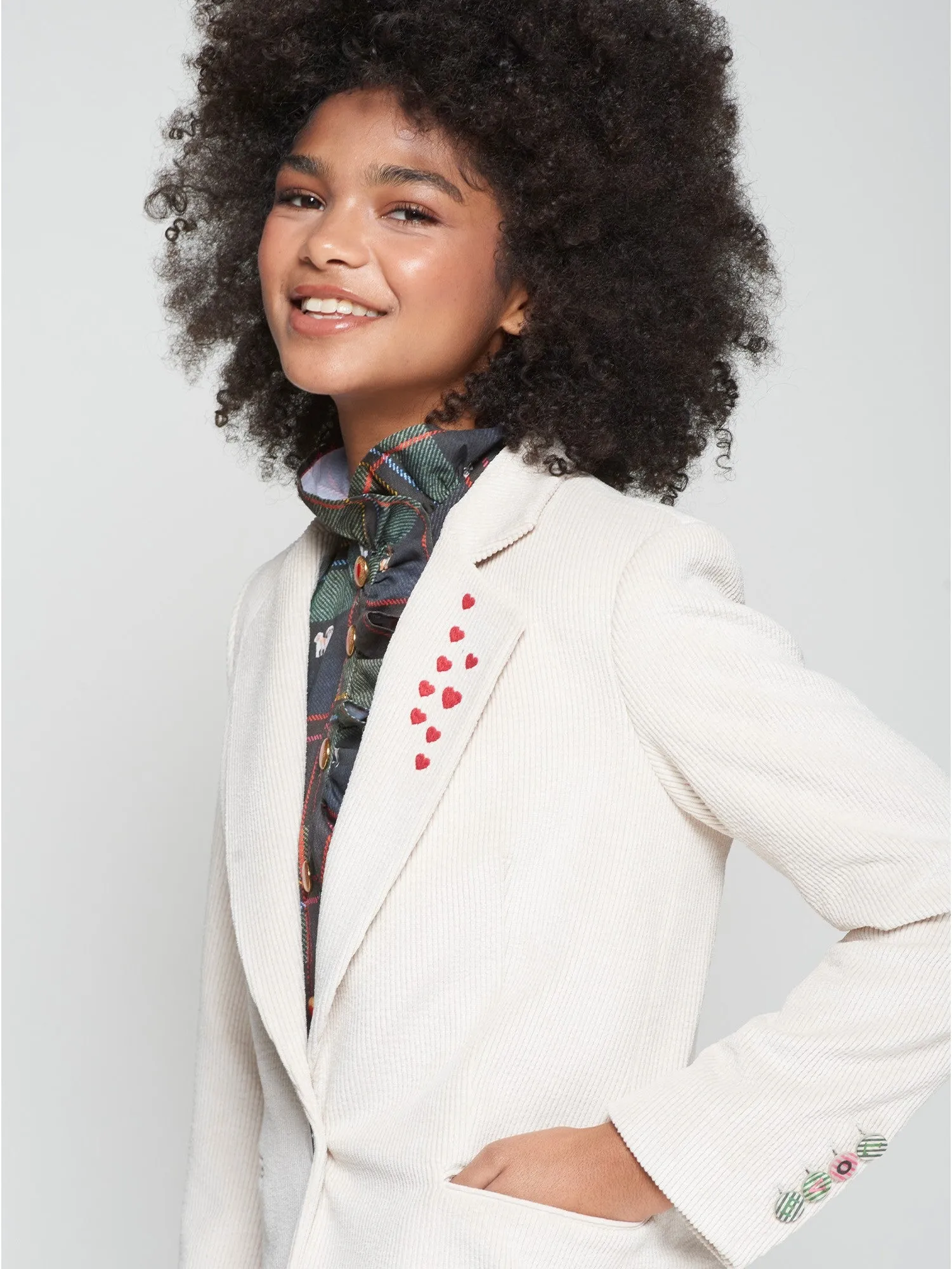 Soft Pullover Rock Corduroy Embroidery Blazer in Pana Equestrian