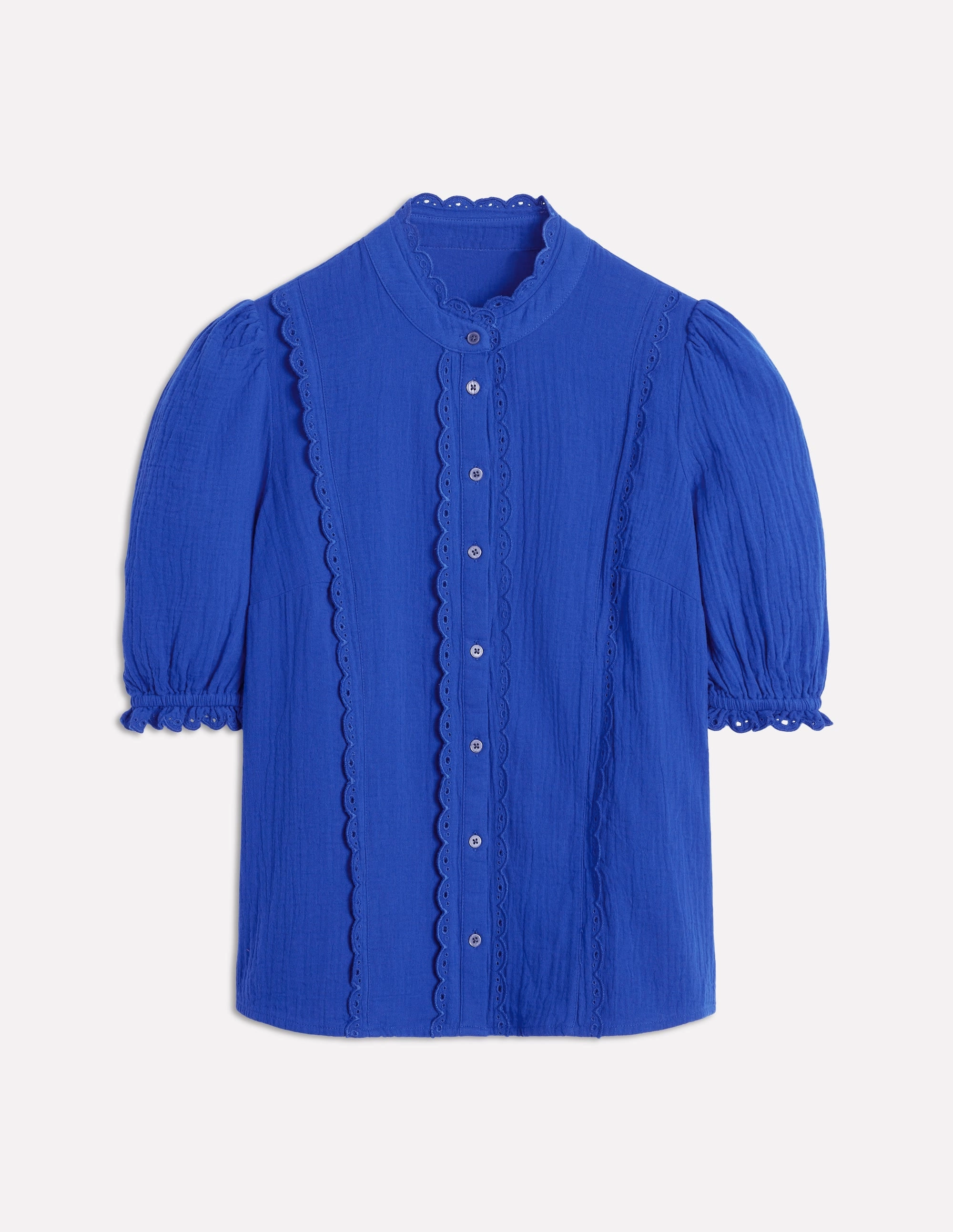 Scallop Double Cloth Top-Bright Blue Cooling Technology OversizedSilhouette