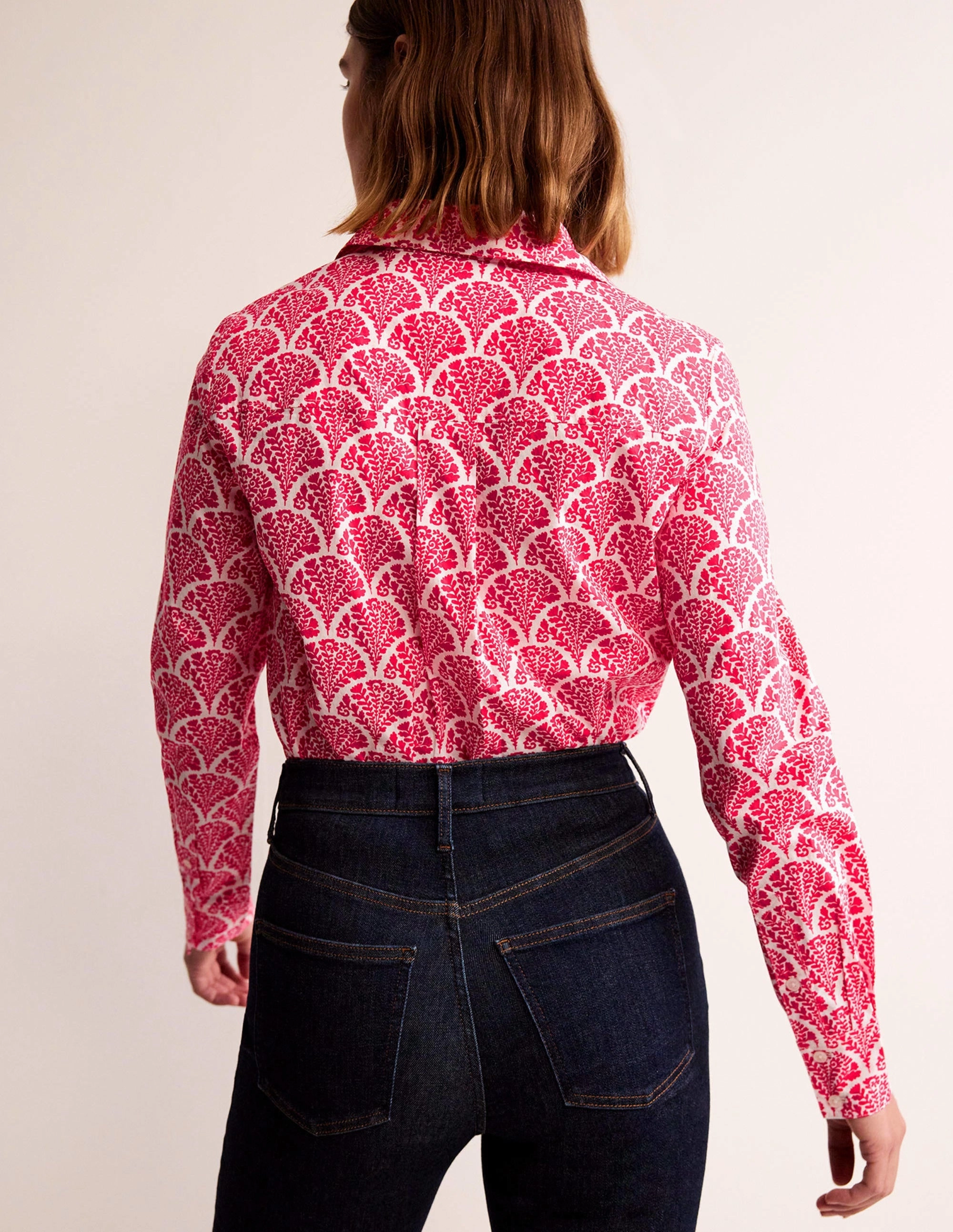 Sienna Cotton Shirt-Raspberry, Blossomy AntiPillingSurface OrganicCottonBlend