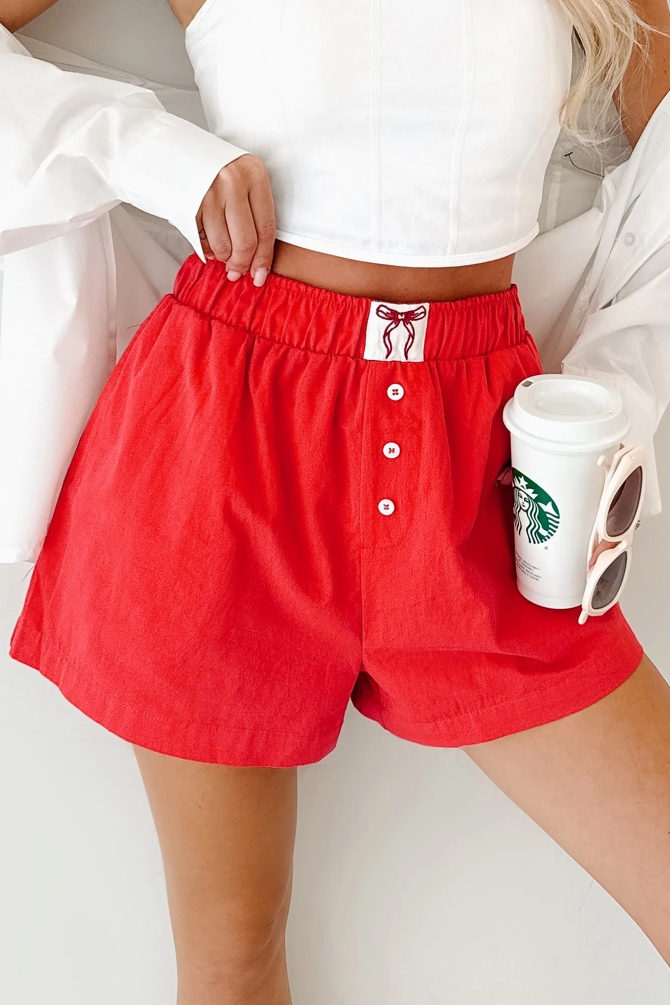 Non Binding Cuffs Flirt Mode On Ribbon Boxer Shorts (Red)