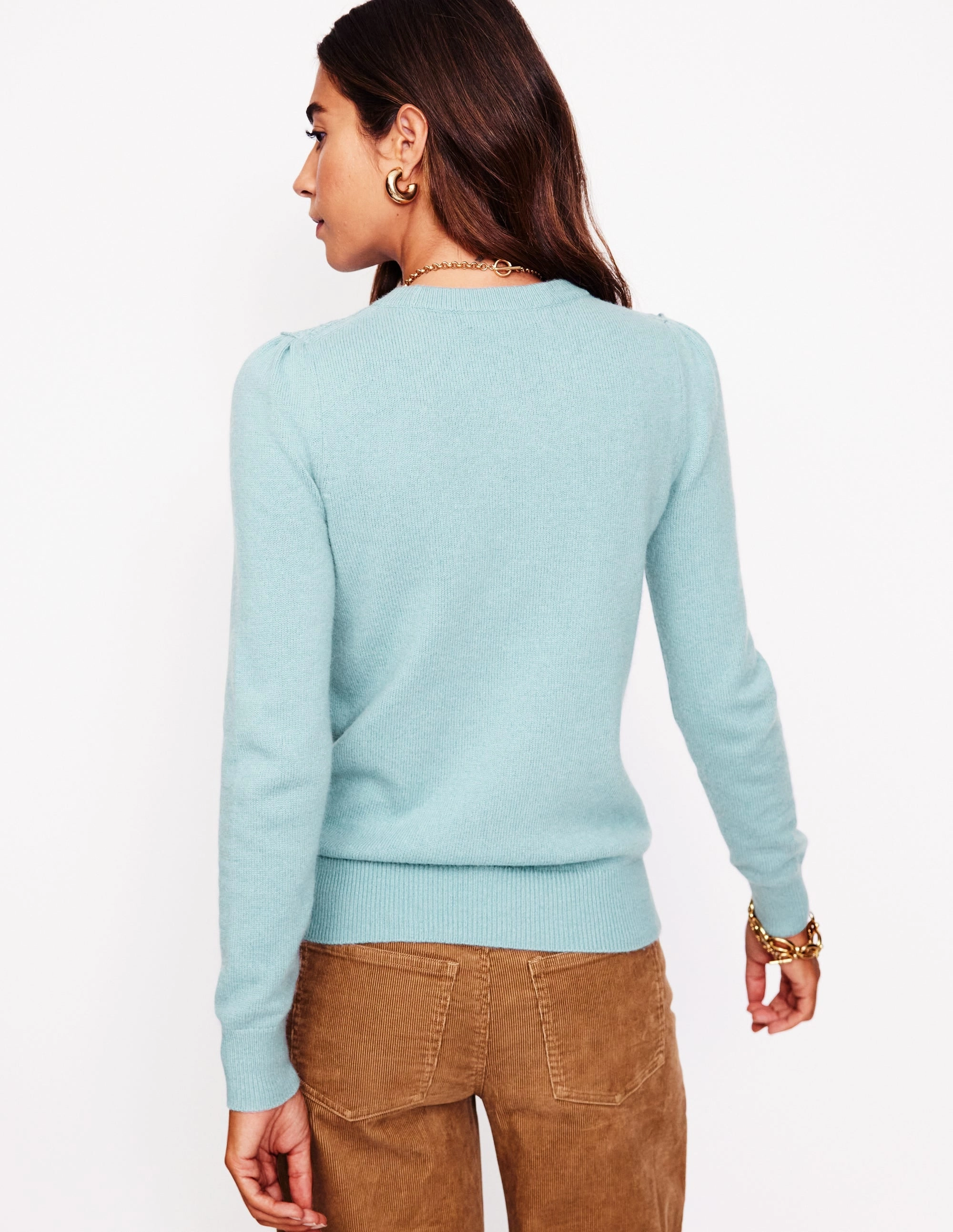 Flower Motif Jumper-Seamist Blue Melange UPF Protection