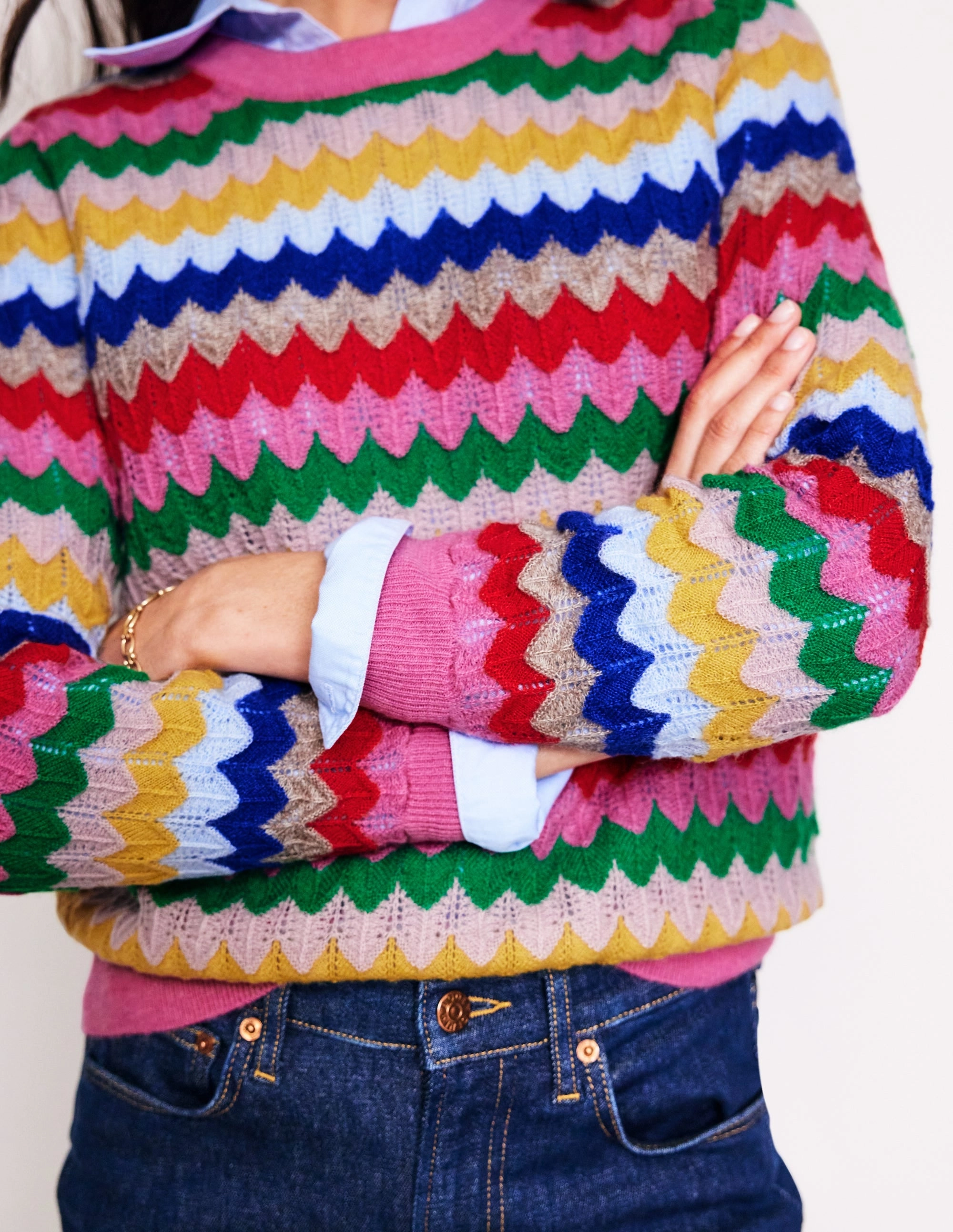 Fluffy Textured Stitch Jumper-Multi Essential Drape Under Layer