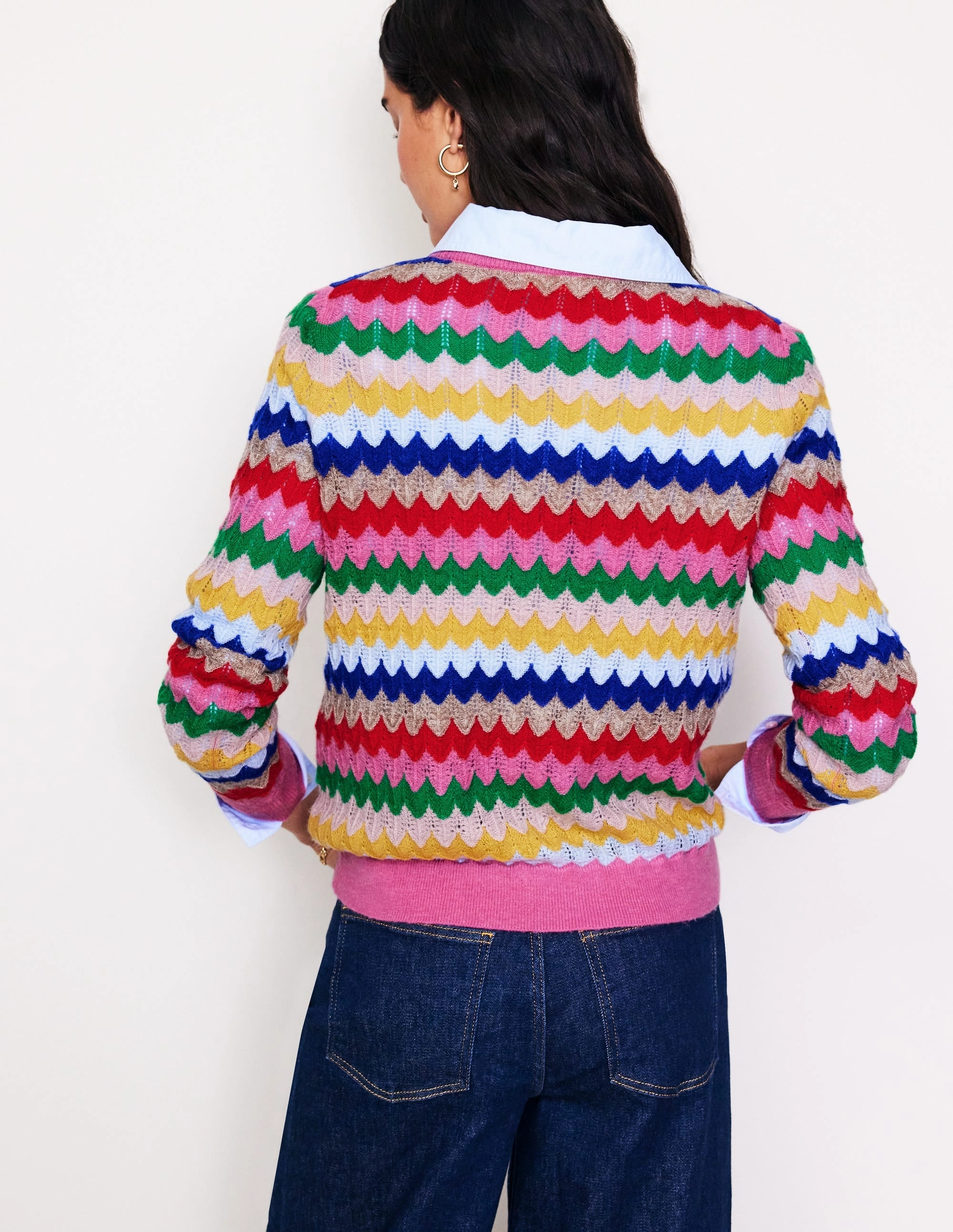 Fluffy Textured Stitch Jumper-Multi Crewneck Style FrictionResistant Sleeves
