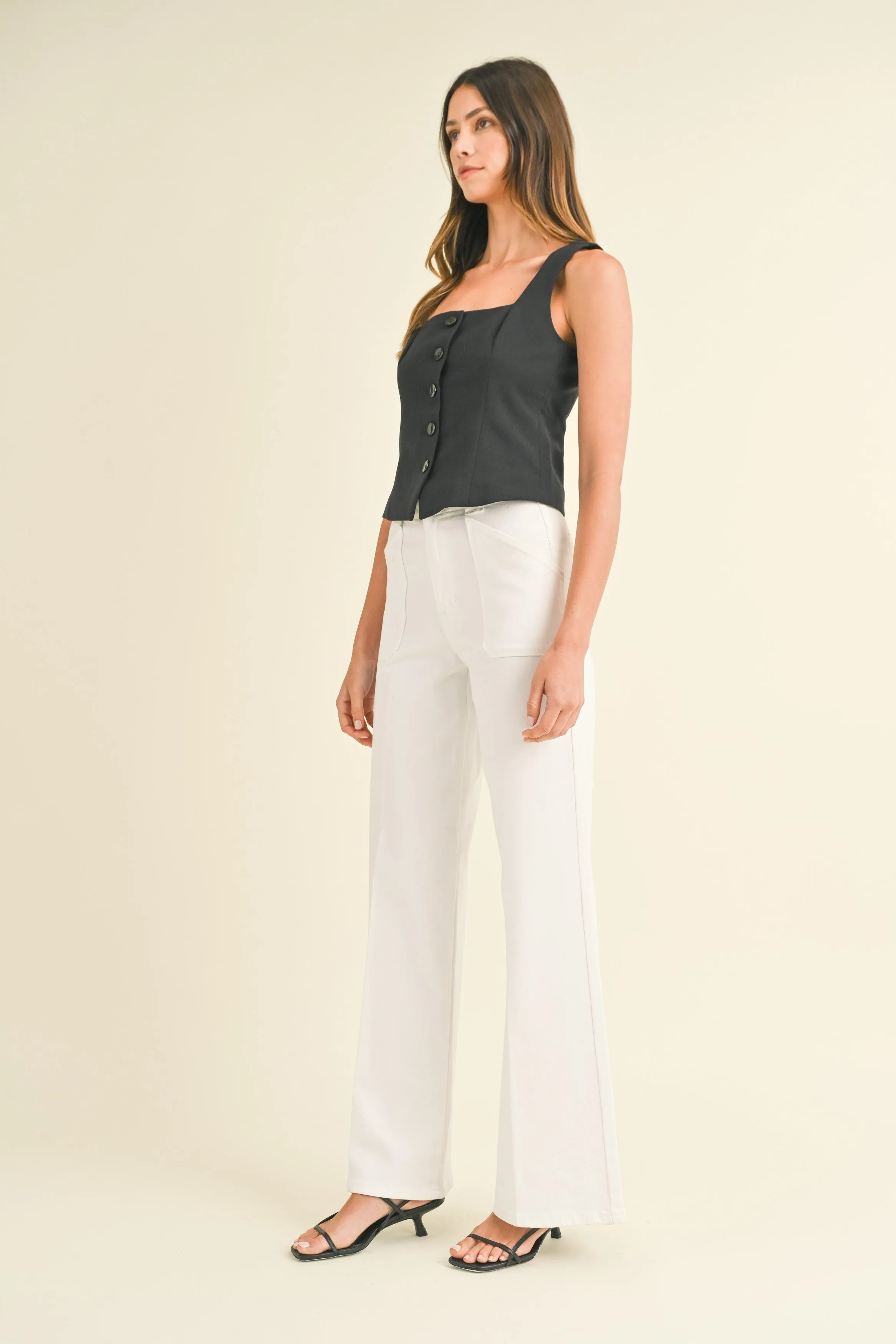 Minimalist Night Out Smooth FRANCIA PATCH POCKET WIDE-LEG FLARE JEANS