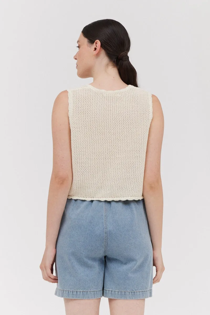 Convertible Collar Moisture Control Technology FRANNY CROCHET SWEATER VEST