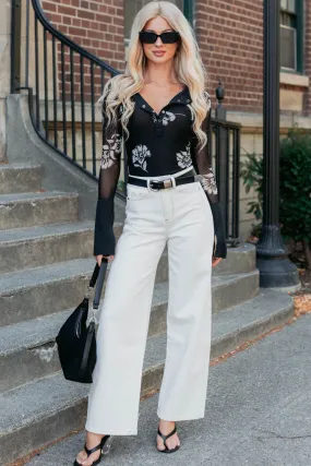 Lucian High Rise Wide Leg Jemina Jeans (Ivory) Street Essential