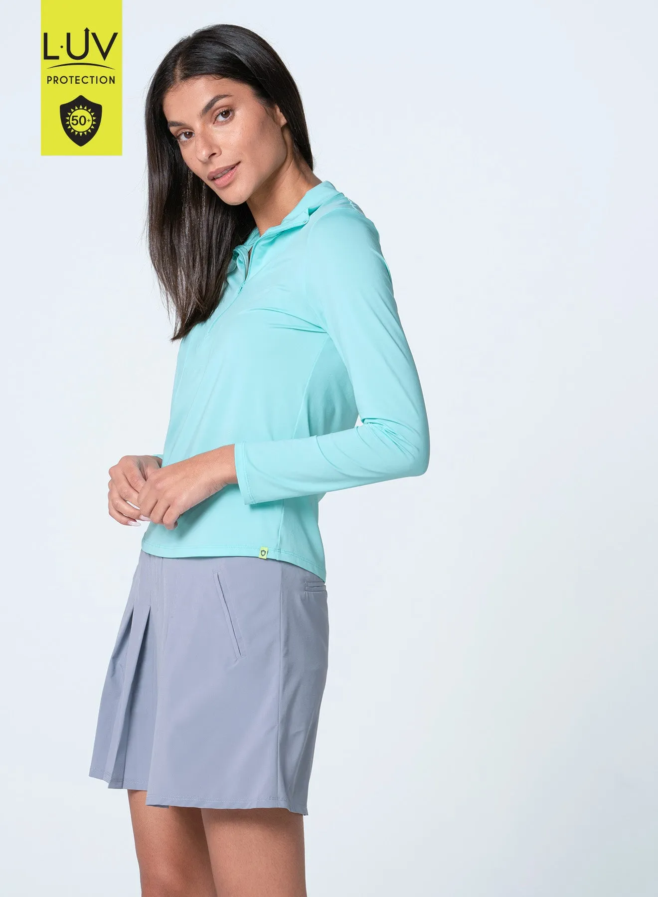 Free Play Zip Long Sleeve Ribbed Trim BuiltInLayer