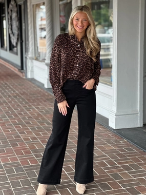 Minimalist Stitching Tunic top Dear John Mindy Flare Jeans in Black