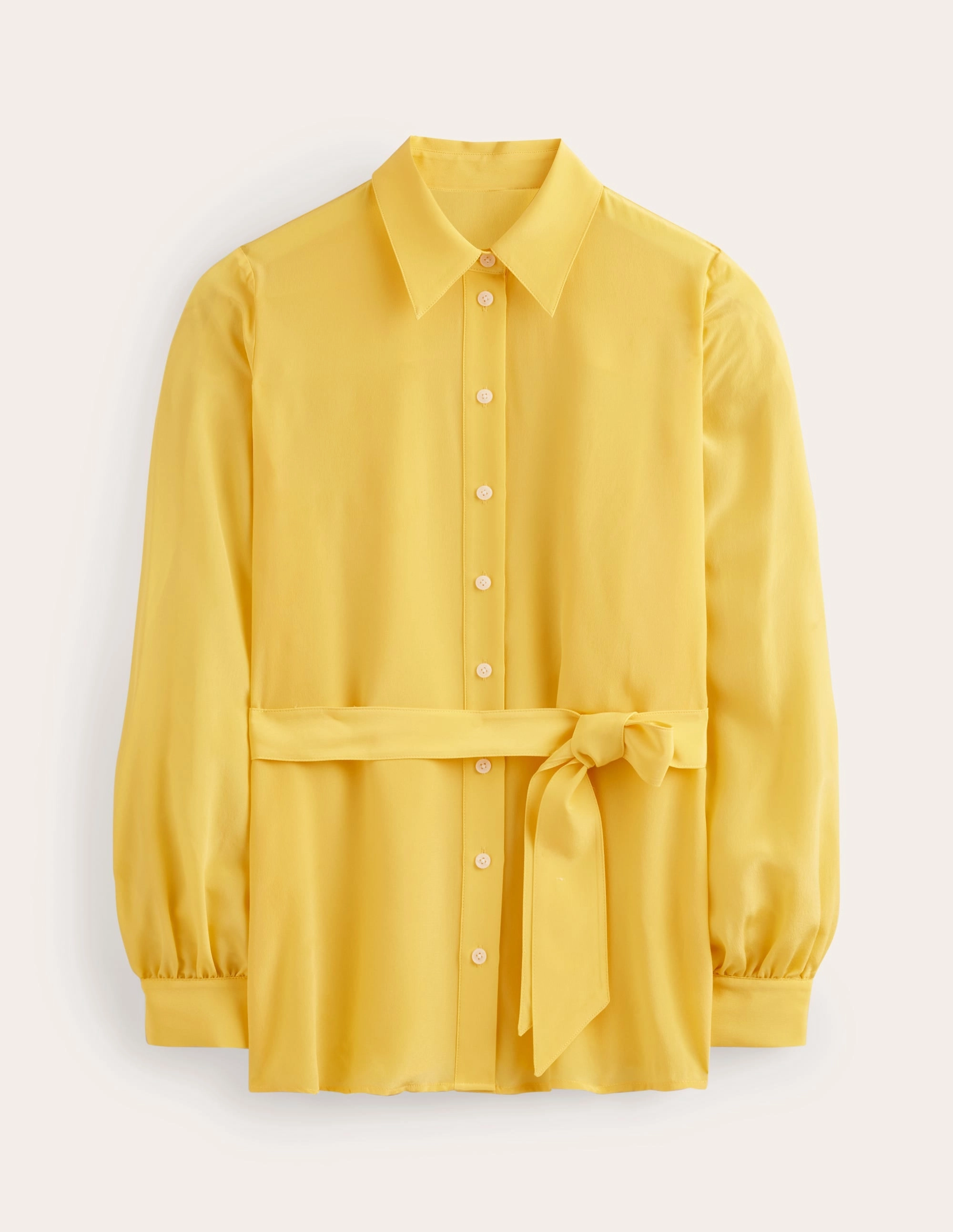 Belted Silk Shirt-Vibrant yellow HighDensityFoam