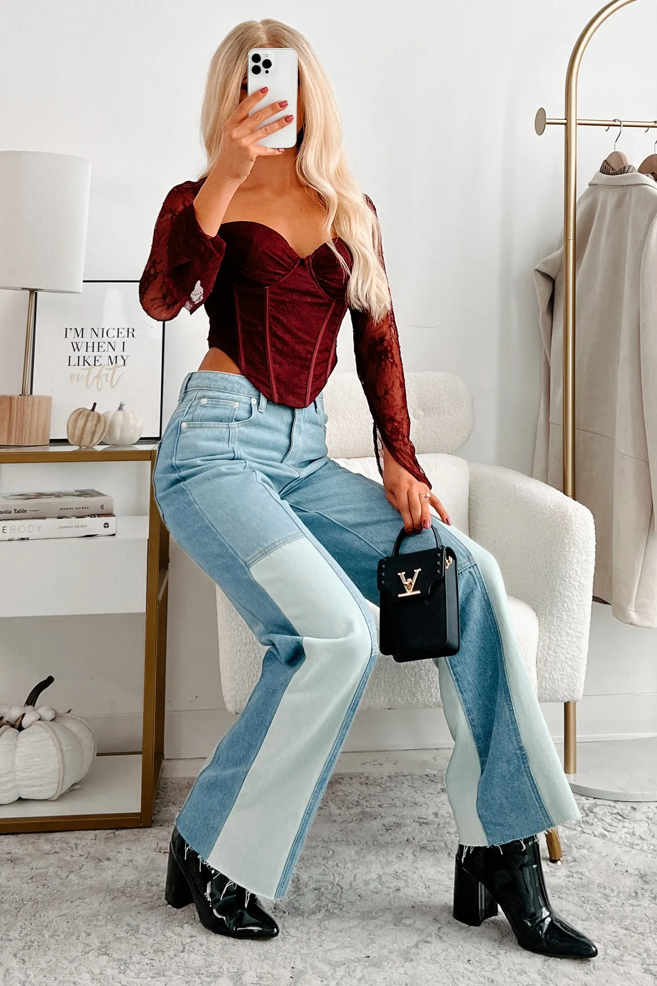 Neutral Tone Palette Fueled By Art High Rise Colorblock Jeans (Denim Multi)