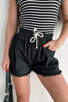 Full Throttle Denim Elastic Waist Shorts (Black) Performance Wear