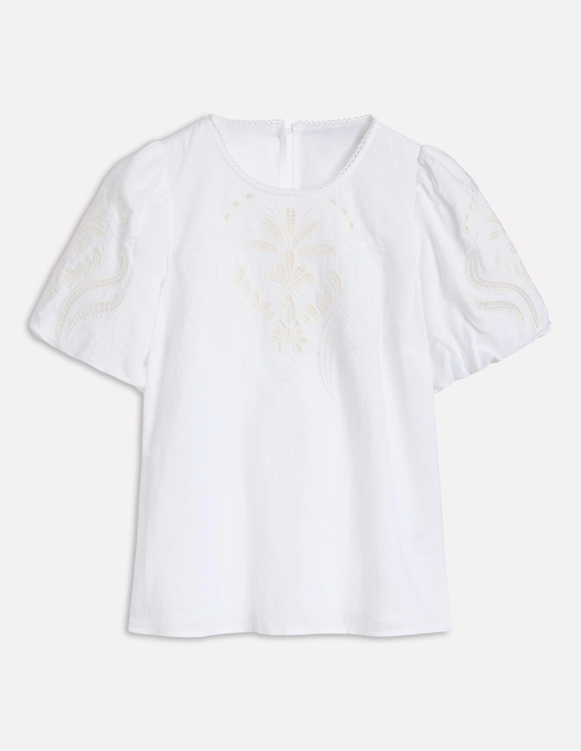 Linen Cutwork Top-White Fade Resistant Finish