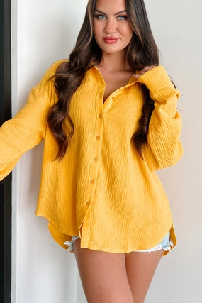 Thermal Regulating Design Gino Mono B Cotton Gauze Button-Down Shirt (Mango)