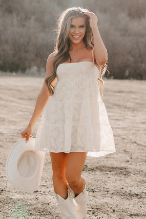 Glimmer Of Grace Floral Mini Dress (Ivory) Everyday Movement