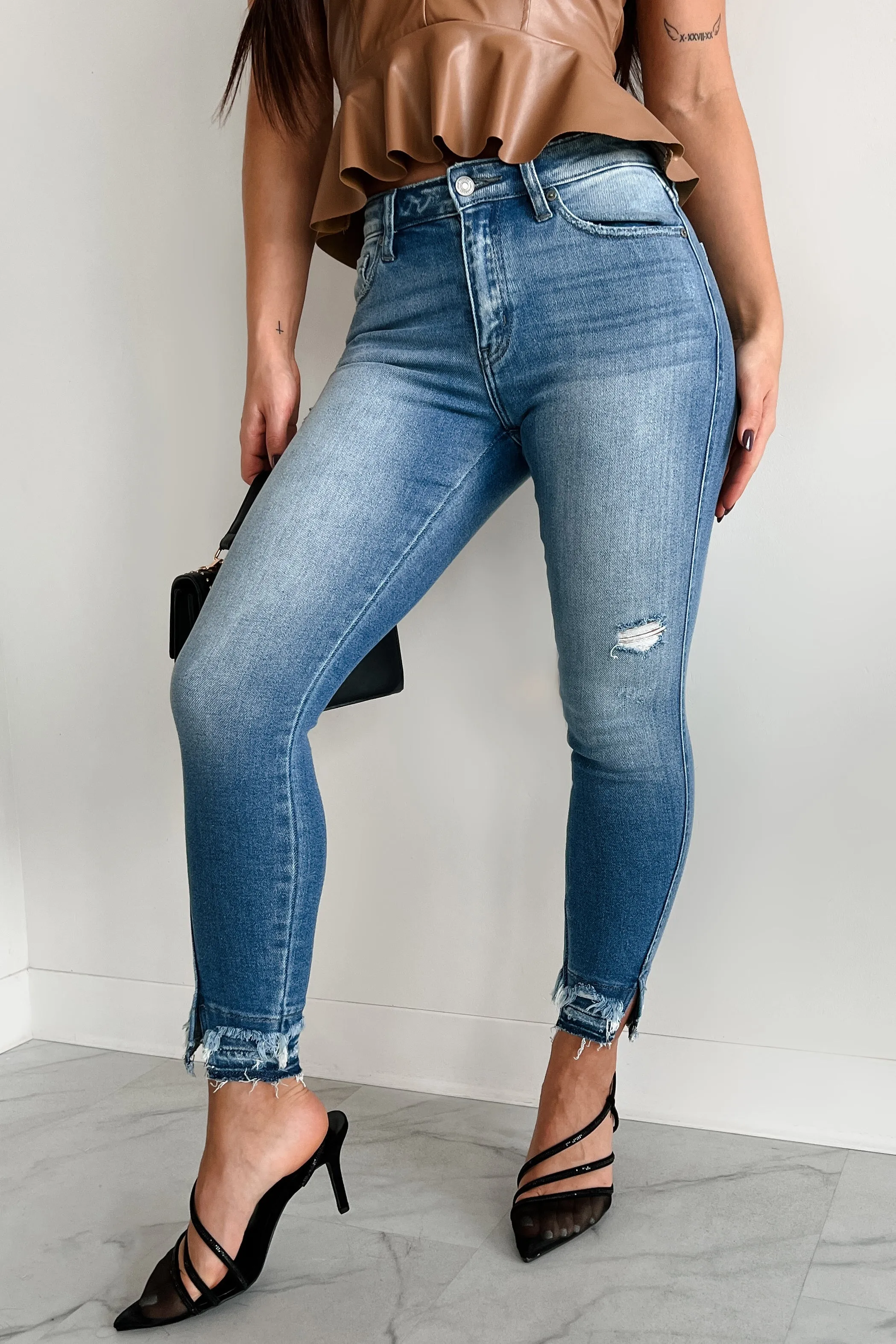 Trevina High Rise Skinny Ankle Kancan Jeans (Medium) Abrasion Resistant Fabric Quality Basic